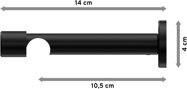 Träger Prestige Schwarz 1-läufig 10,5 cm für Gardinenstangen 20 mm Ø