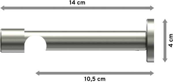 Träger Prestige Edelstahl-Optik 1-läufig 10,5 cm für Gardinenstangen 20 mm Ø