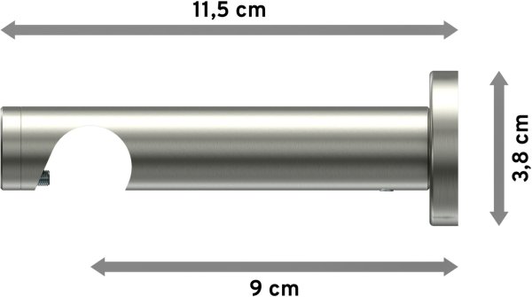 Träger Perfecta Edelstahl 1-läufig 9 cm für Gardinenstangen 20 mm Ø