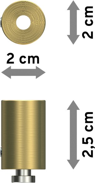 Deckenträger Sonius Messing-Optik 1-läufig 2,5 cm für Innenlaufstangen 20 mm Ø (2 Stück)