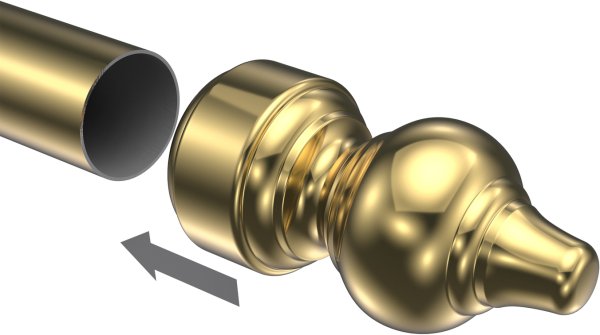 Endstücke Rondo (Rillenform) Messing-farbig für Gardinenstangen 28 mm Ø (2 Stück)