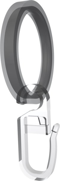 Faltenhaken / Überklipshaken mit Faltenlegehaken, Kunststoff Glasklar mit Öse 6,2 mm Ø für Gardinenstangen-Ringe (10 Stück)