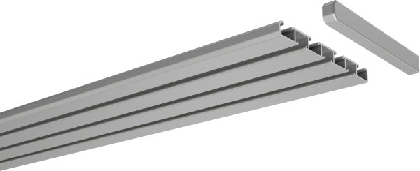 Gardinenschiene Aluminium 3- / 4-läufig SLIMLINE Silbergrau