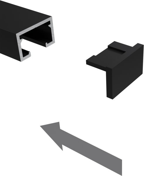 Endkappen für Gardinenschienen PRIMAX 1-läufig Schwarz (2 Stück)