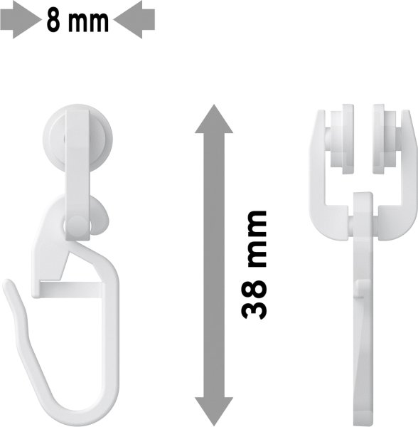 T-Laufrollen mit Faltenhaken Kunststoff für T-Laufschienen (100 Stück)
