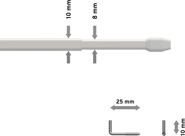 Vitragestangen mit Klebehaken Metall / Kunststoff Geno Weiß (2 Stück) ausziehbar