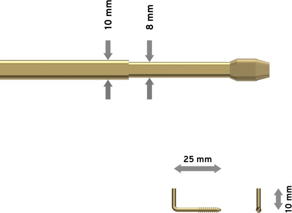 Vitragestangen mit Klebehaken Metall / Kunststoff Geno Messing-farbig (2 Stück) ausziehbar