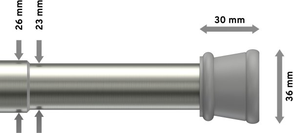 Spannstange Metall / Kunststoff 26/23 mm Ø Tensofix Edelstahl-Optik ausdrehbar