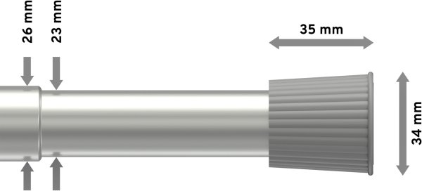 Spannstange Metall / Kunststoff 26/23 mm Ø Serrofix Silbergrau ausdrehbar