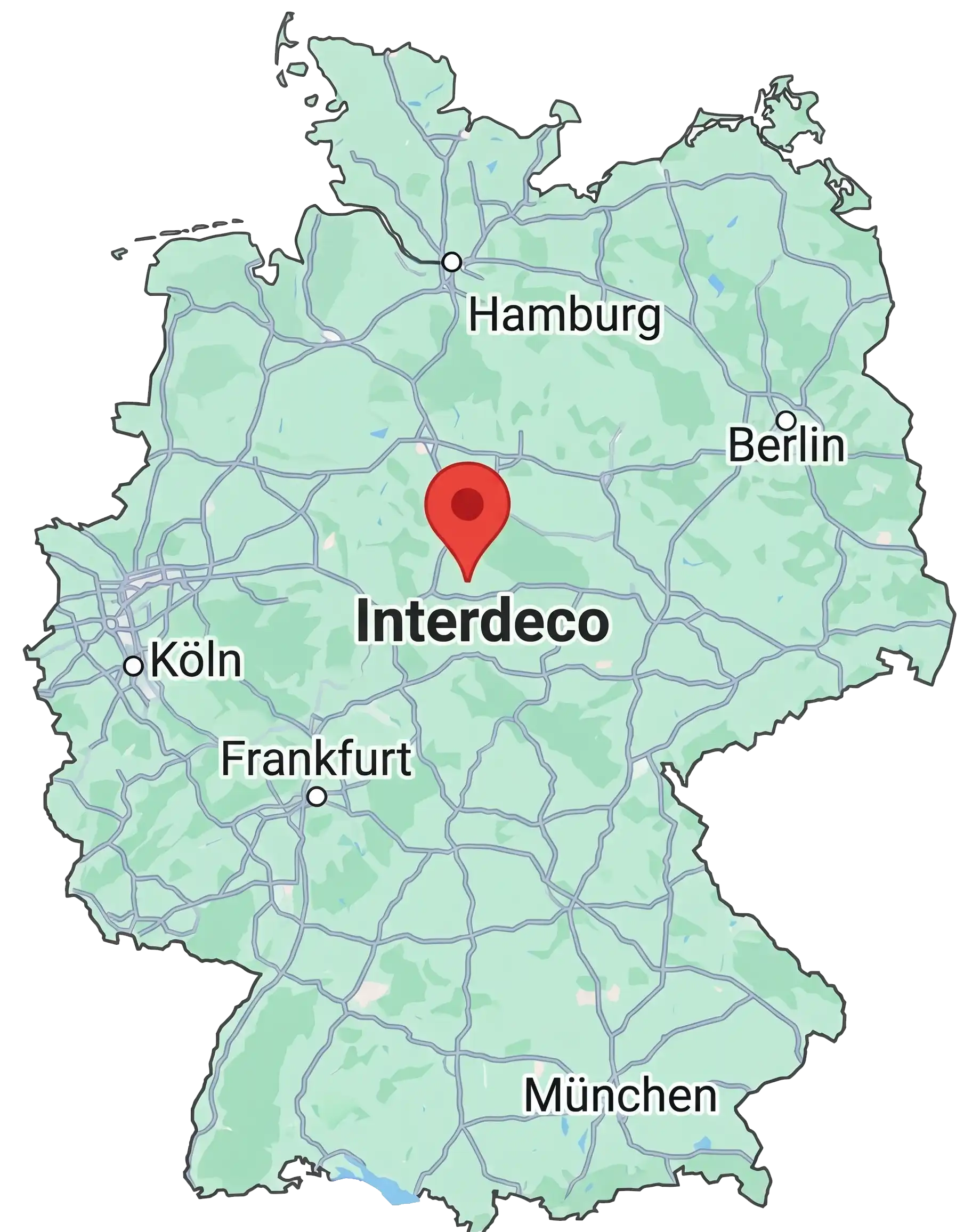 Karte mit dem Standort des Interdeco-Hauptbetriebs in Heilbad Heiligenstadt, Thüringen