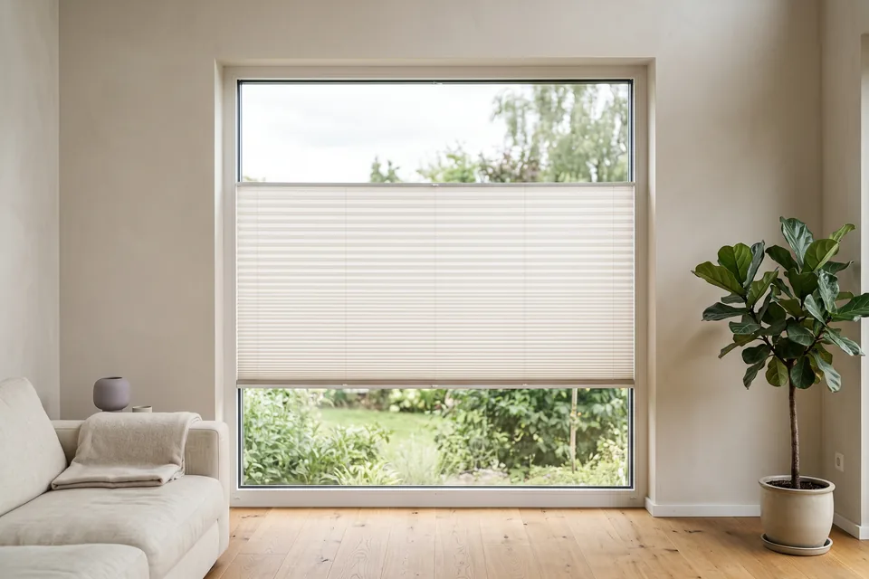 Plissee mit Akkordeon-Falten am Fenster