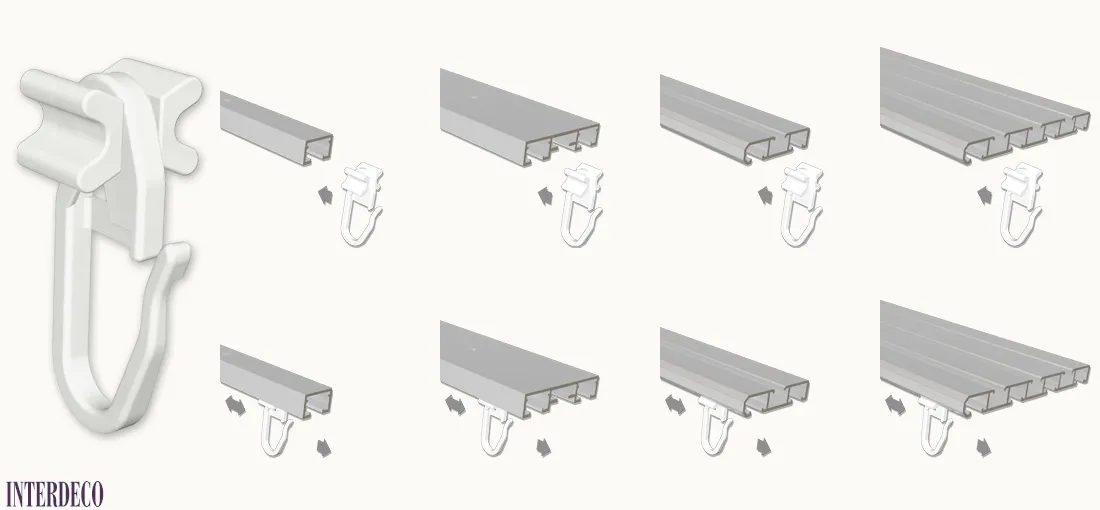 Faltengleiter X-Gleiter für Gardinenschienen