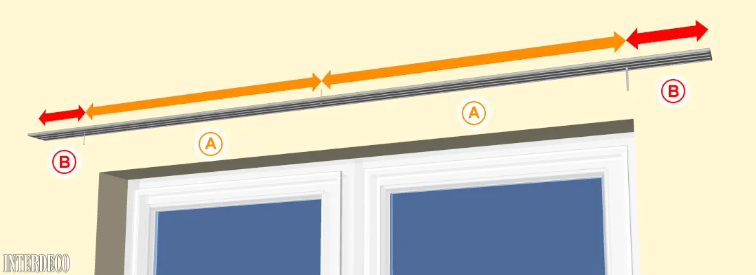 Gardinenschienen unter der Decke anbohren.