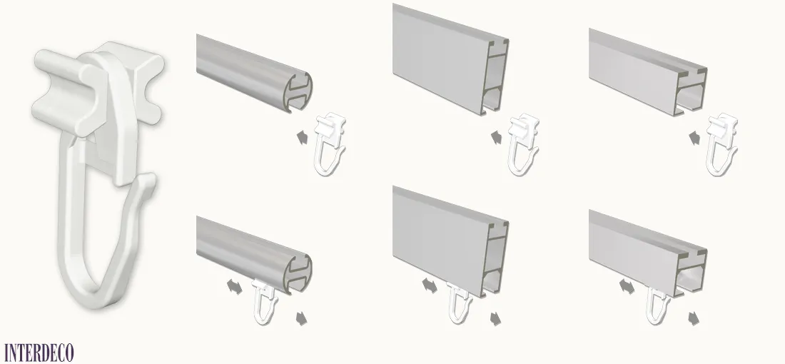Faltengleiter X-Gleiter für Innenlaufstangen
