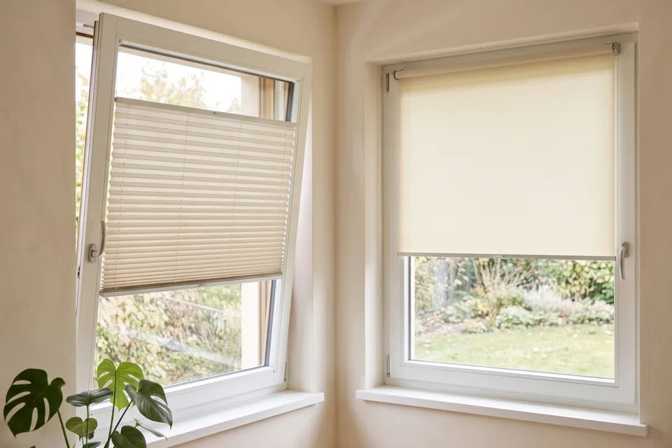 Zwei Sonnenschutz-Bauformen im Wohnraum