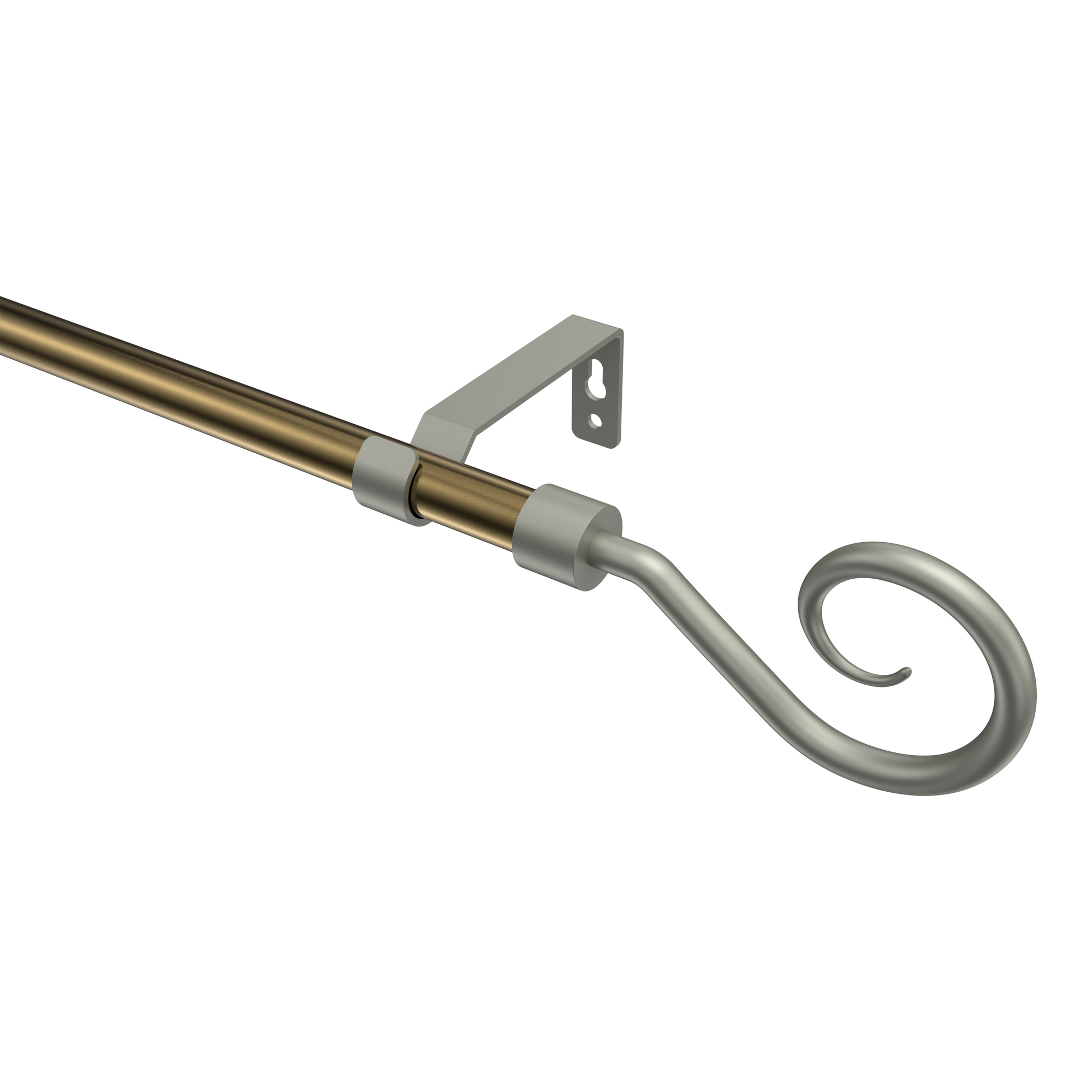 Gardinenstange Messing Antik / Chrom matt, Metall 16 mm Ø Olymp Allegra