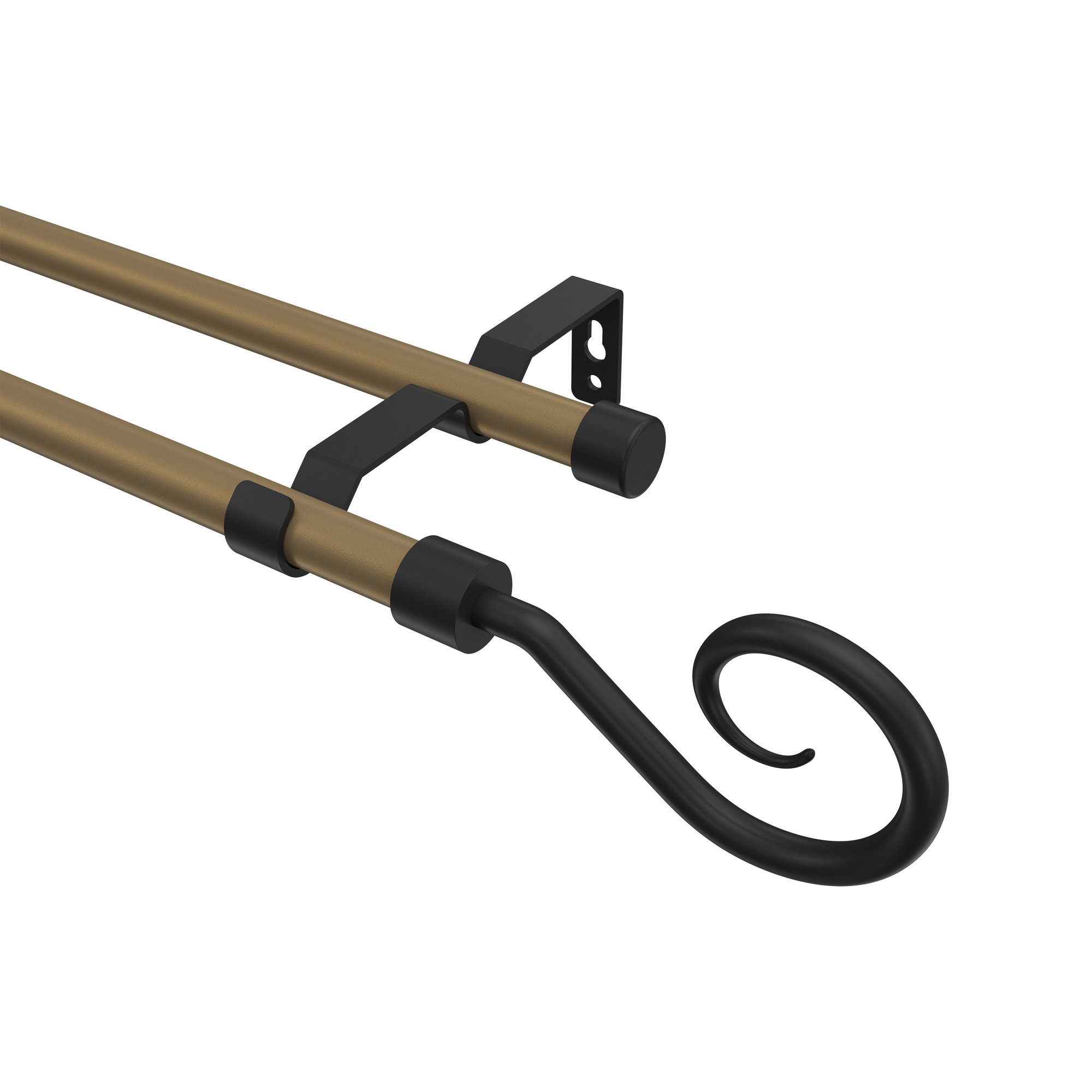 Vorhangstange Gold matt / Schwarz, Metall 16 mm Ø Olymp Allegra, 2-läufig