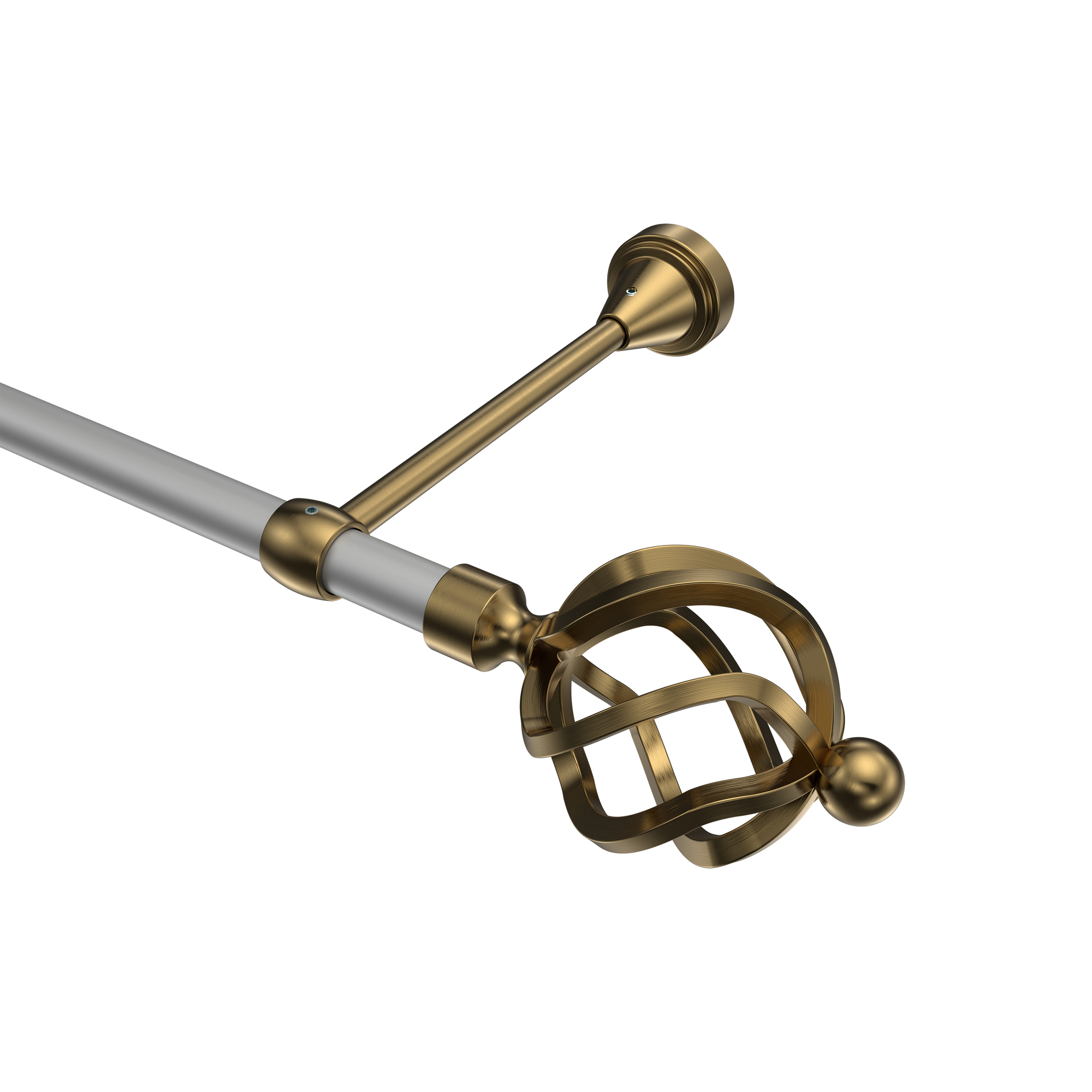 Vorhangstange Silbergrau / Messing Antik, Metall 16 mm Ø Primus Paolo