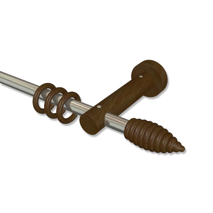 Gardinenstange Metall / Holz 16 mm Ø ADRIAN - Asta Edelstahl-Optik