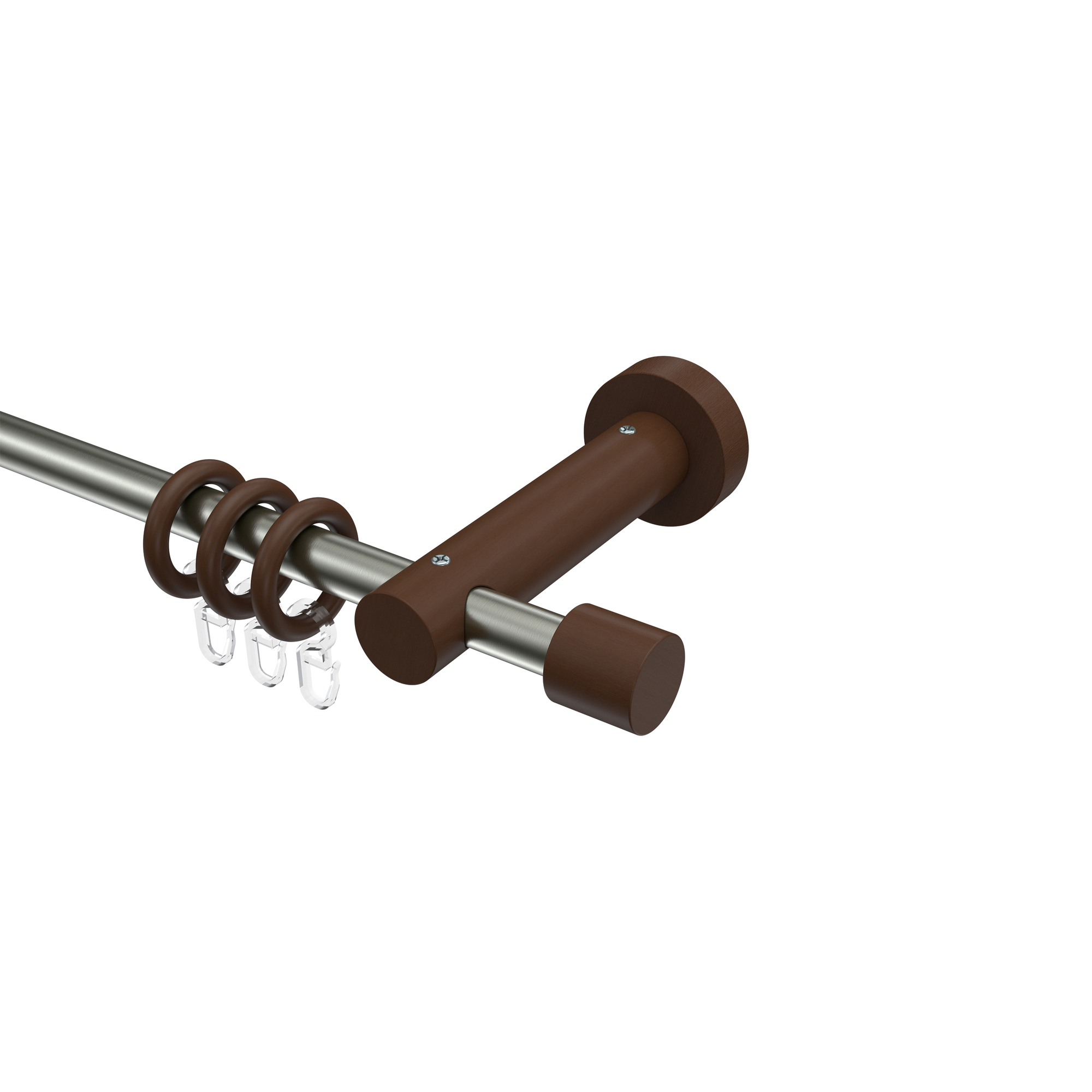 Vorhangstange 16 mm Ø Edelstahl / Holz Nussbaum lackiert Adrian Pin