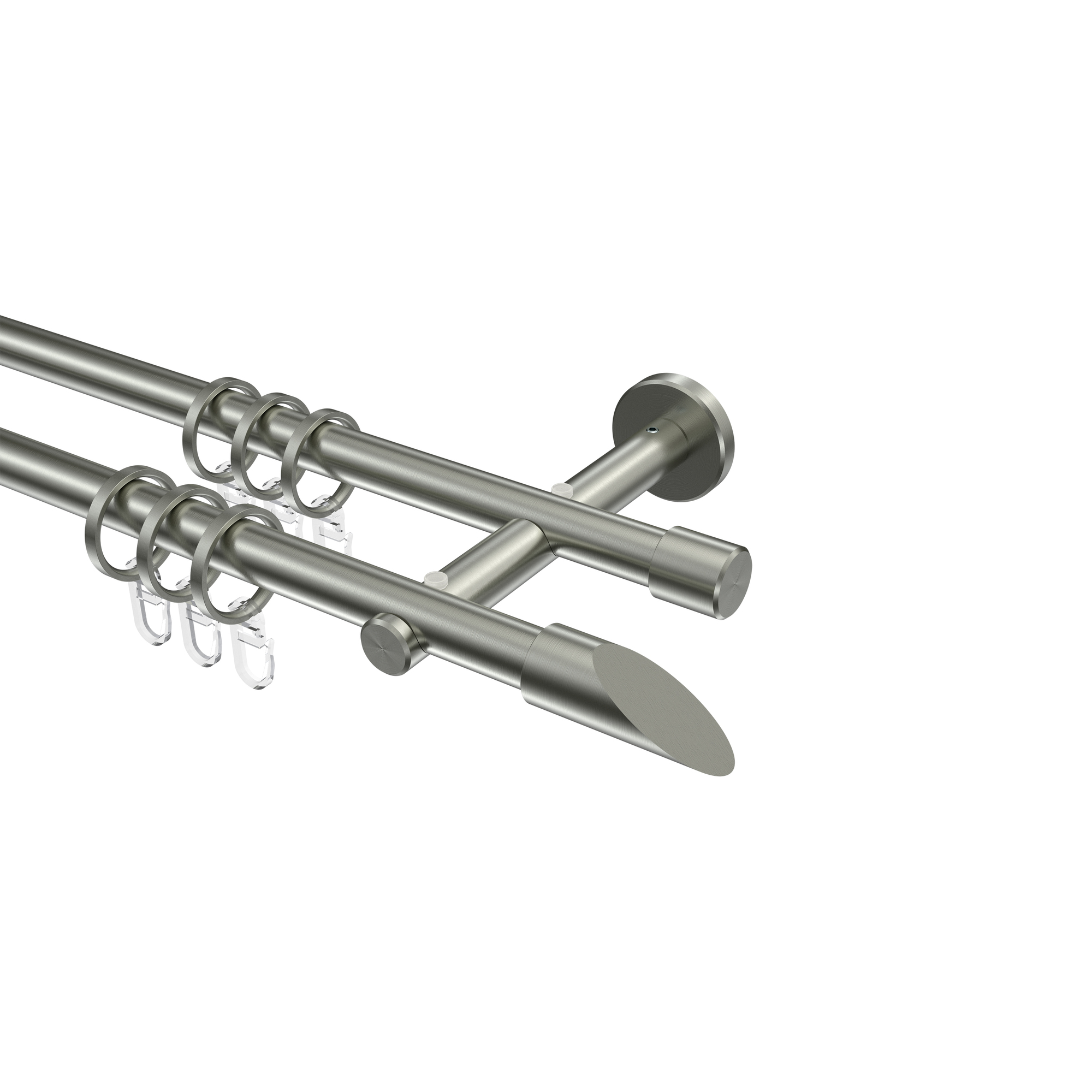 Gardinenstangen Edelstahl Optik 16 mm Ø Medium Santoni, doppelläufig