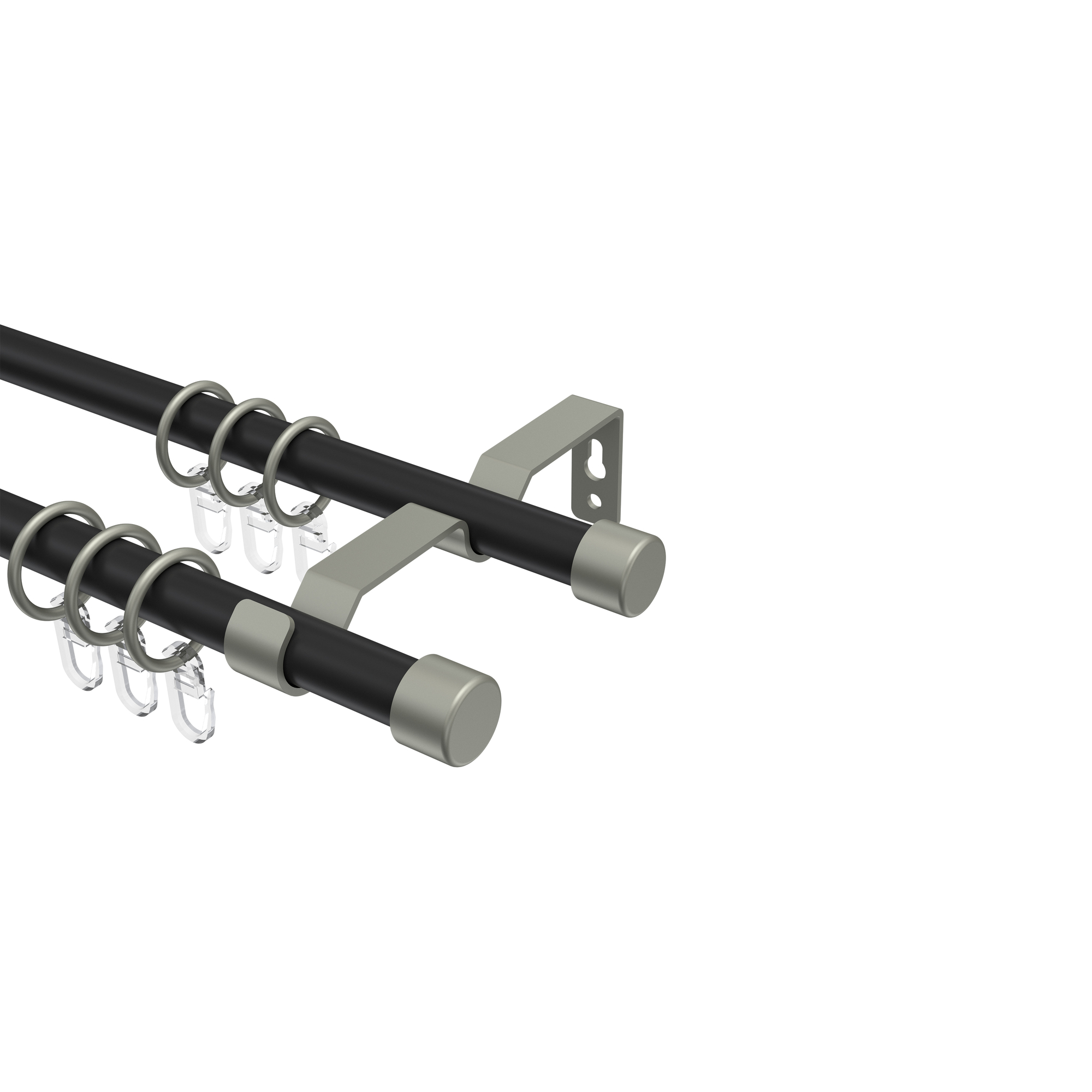 Vorhangstange Schwarz / Chrom matt, Metall 16 mm Ø Olymp Lucan, zweiläufig
