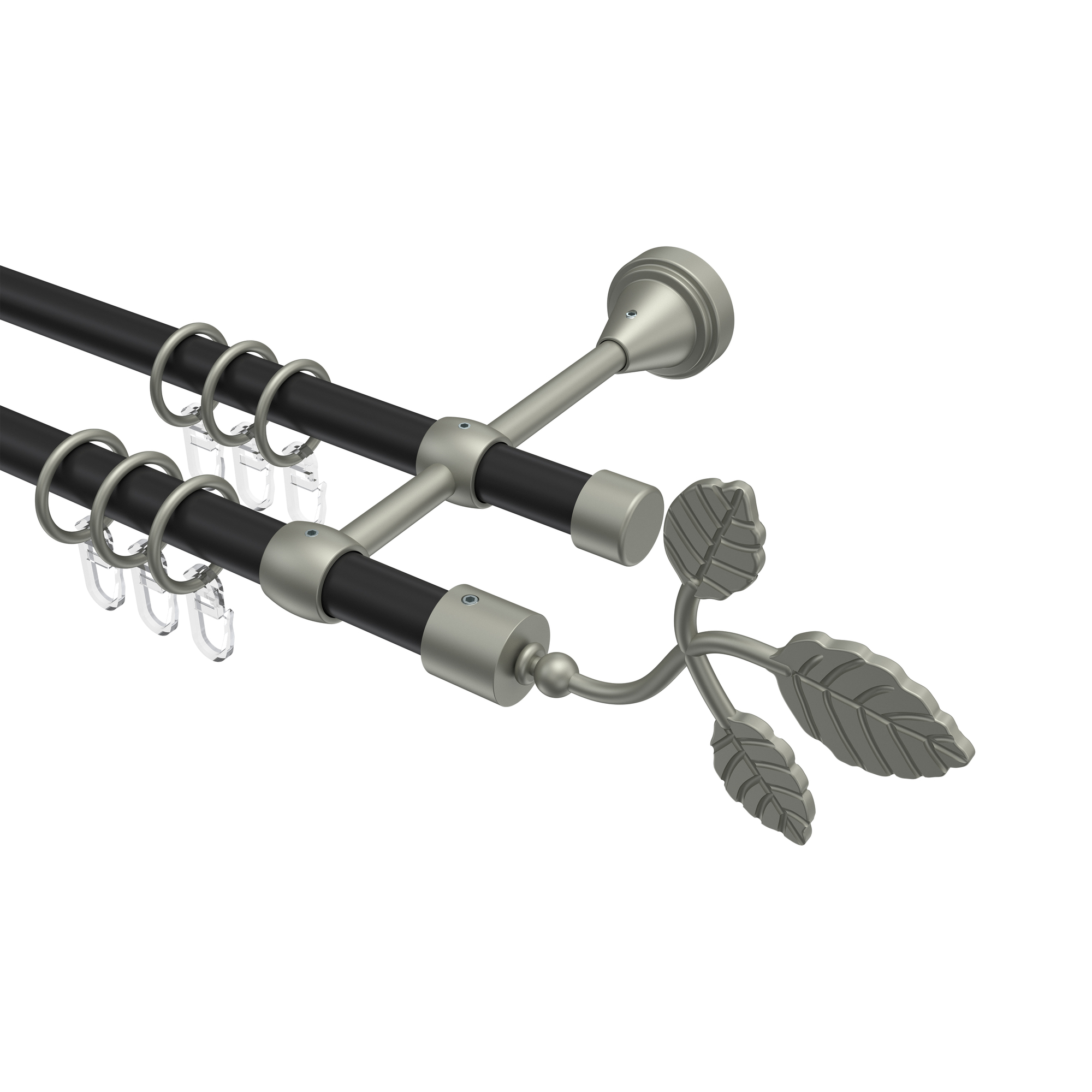 Vorhangstange Schwarz / Chrom matt, Metall 16 mm Ø Primus Alessia, 2-läufig