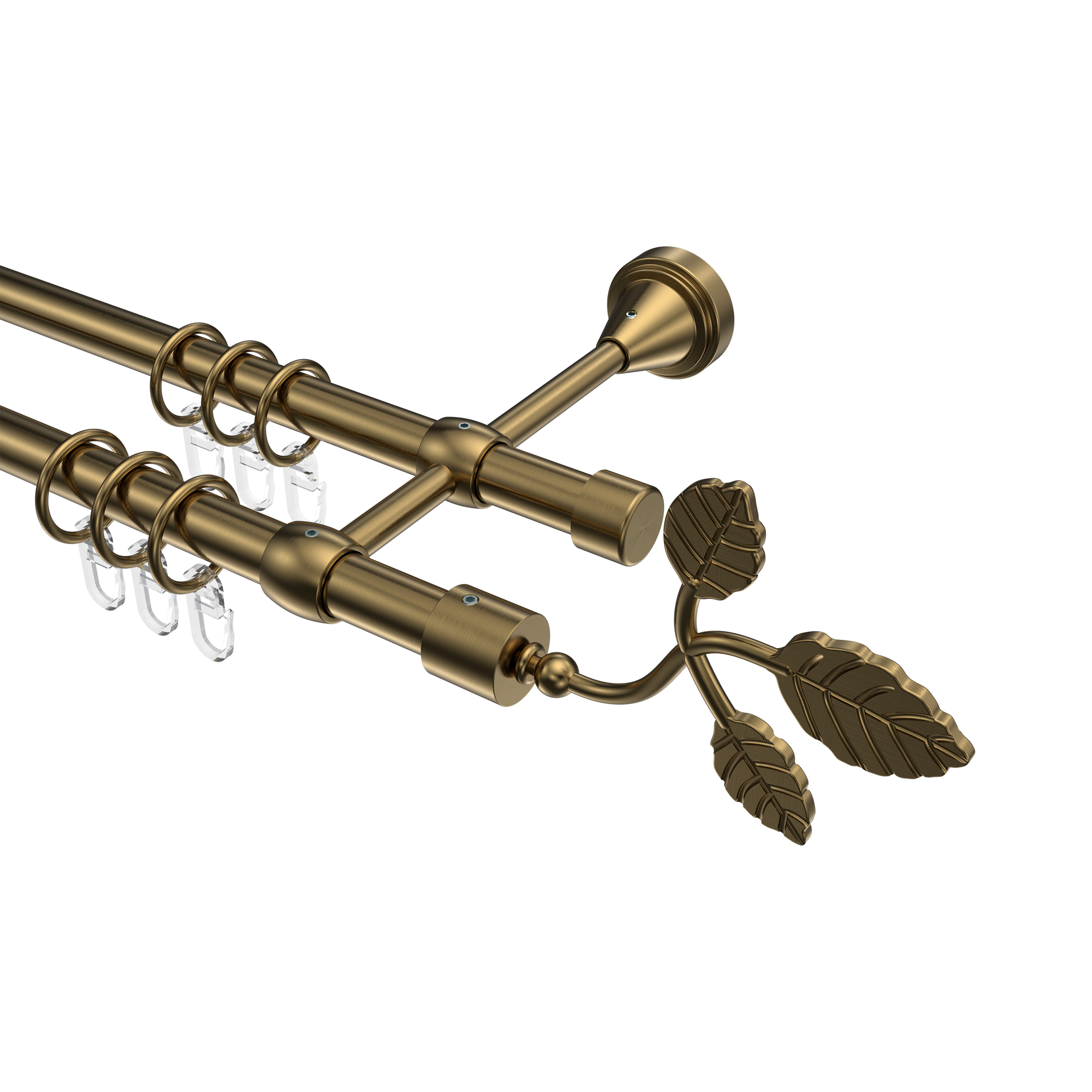 Messing Antik Gardinenstangen zweiläufig 16 mm Ø Primus Alessia