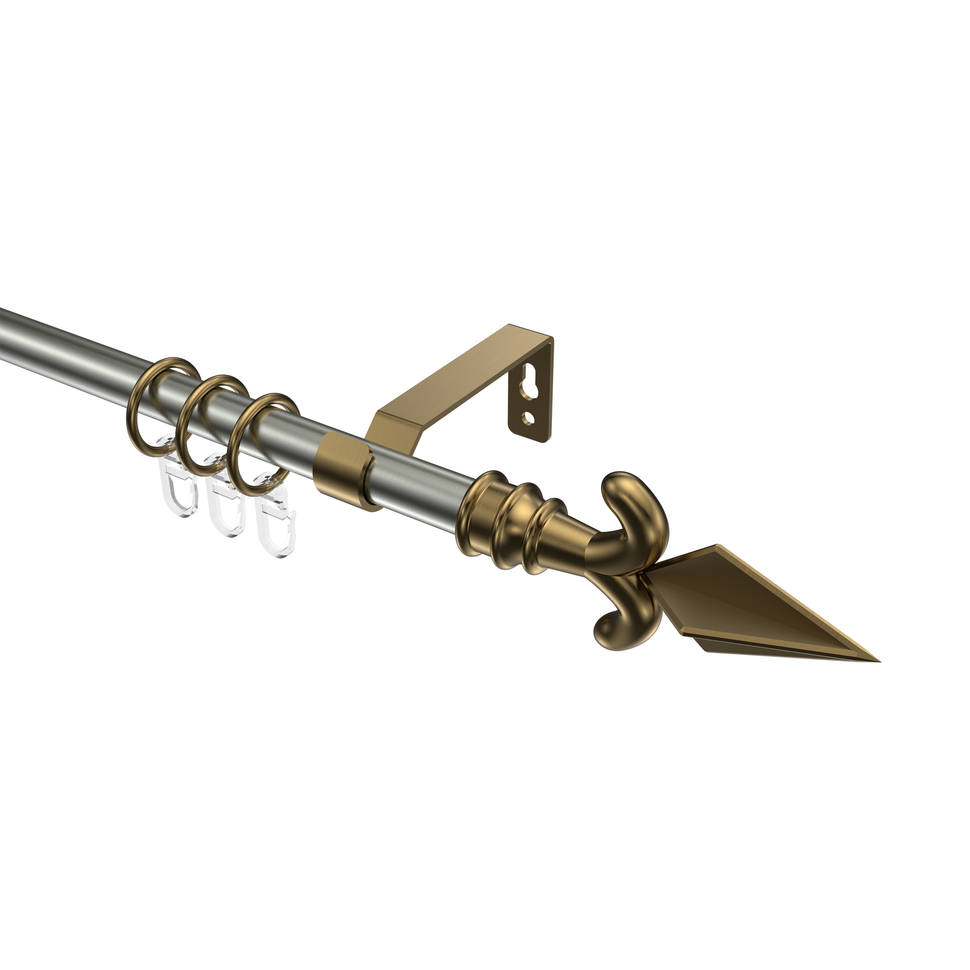 Gardinenstange Edelstahl-Optik / Messing Antik, Metall 16 mm Ø Olymp Matteo