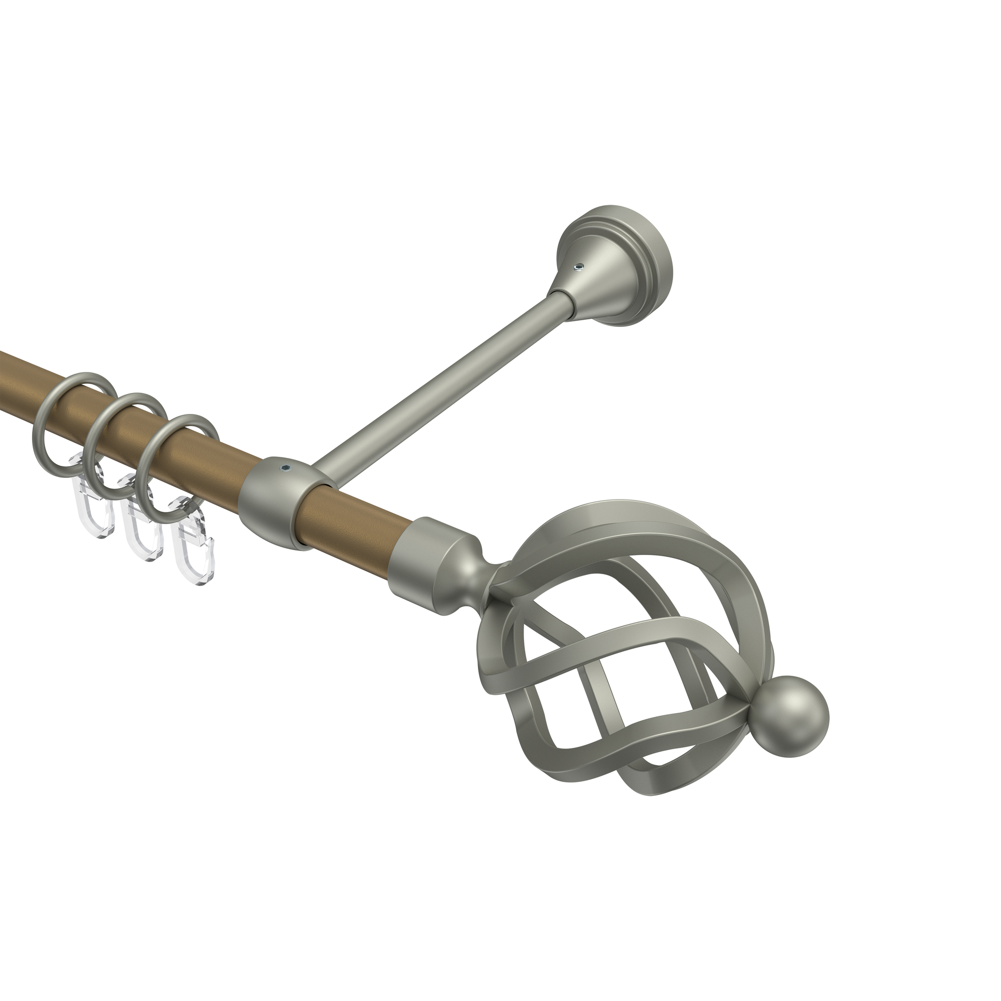 Gardinenstange Gold matt / Chrom matt, Metall 16 mm Ø Primus Paolo