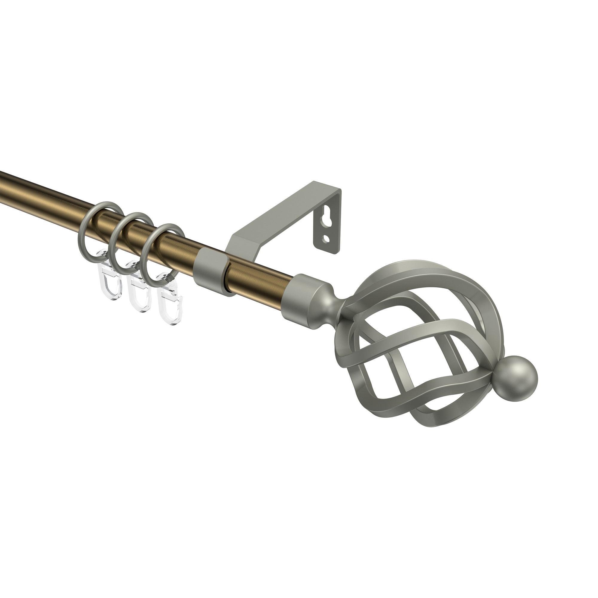 Vorhangstange Messing Antik / Chrom matt, Metall 16 mm Ø Olymp Paolo