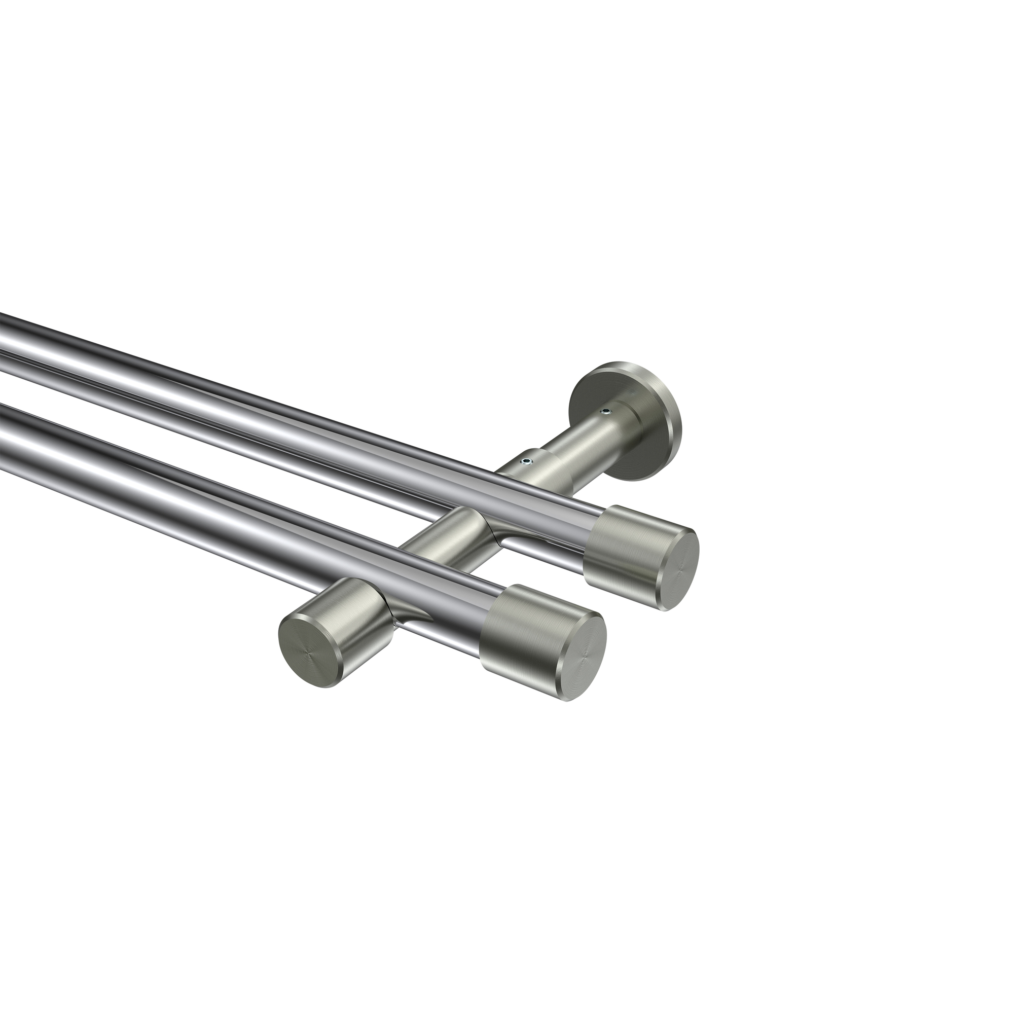 Vorhangstange Chrom / Edelstahl-Optik, zweiläufig Metall 20 mm Ø Prestige Santo