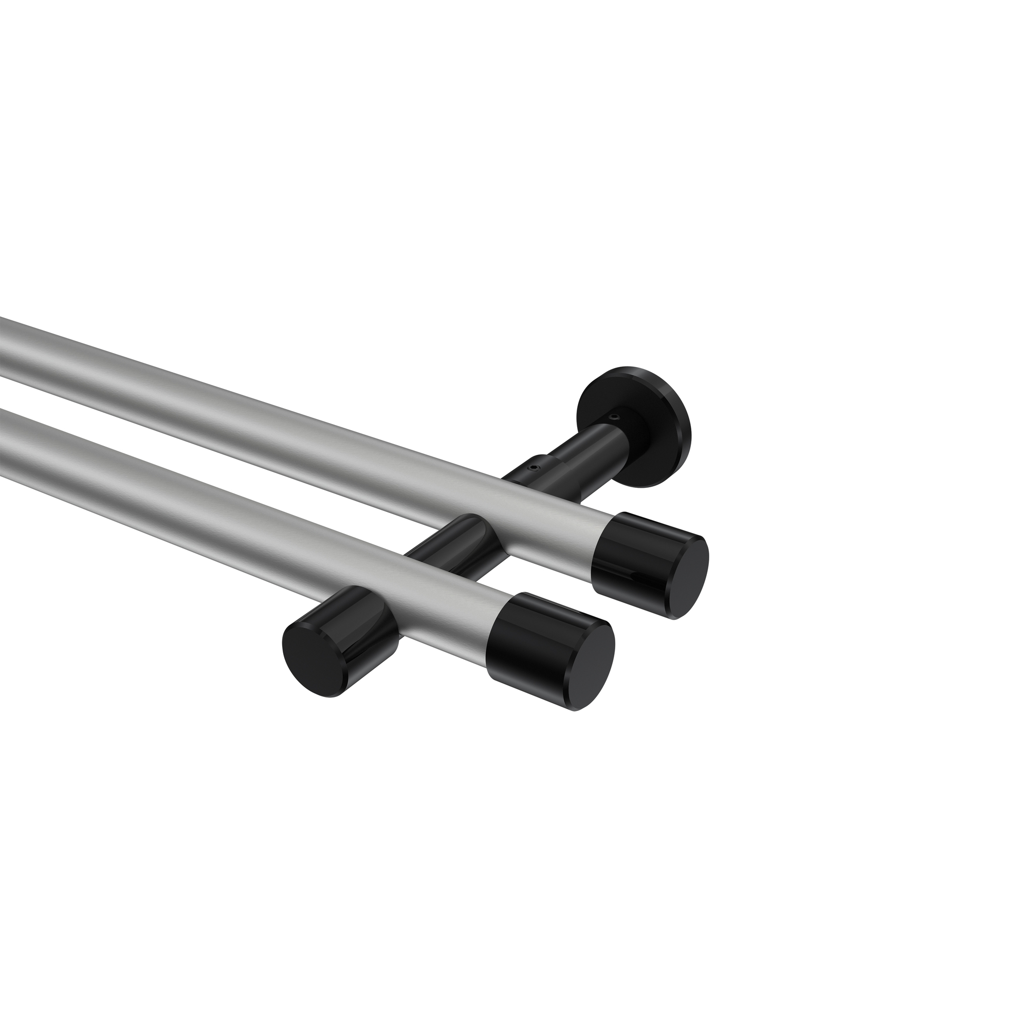 Vorhangstangen Silbergrau / Schwarz, Metall 20 mm Ø Prestige Santo, zweiläufig