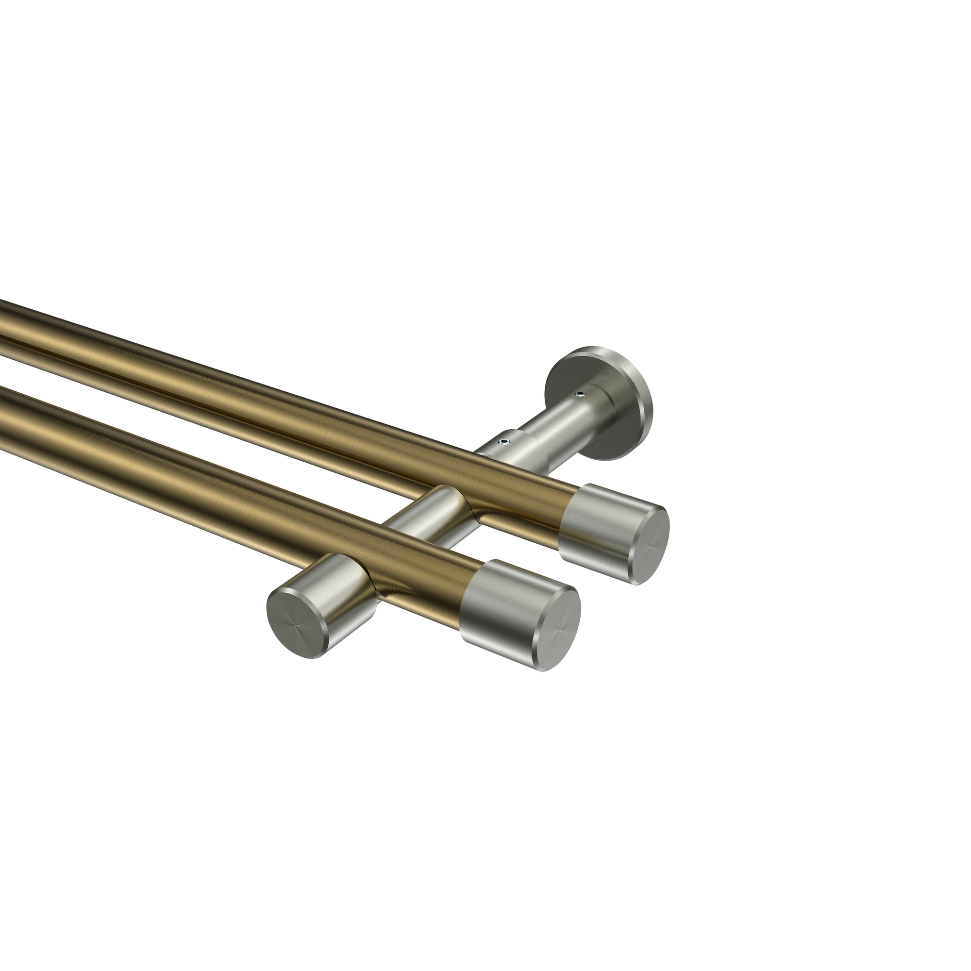 Vorhangstange Messing Antik / Edelstahl-Optik, 2-läufig Metall 20 mm Ø Prestige Santo