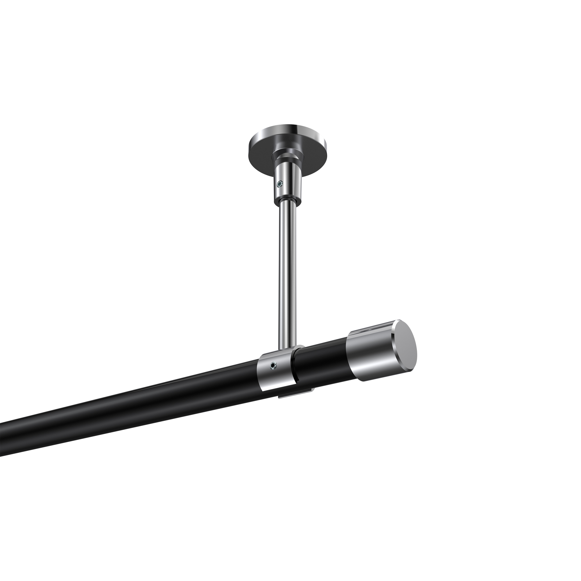 Gardinenstange (Deckenanbringung) Schwarz / Chrom, Metall 20 mm Ø Sonette Santo