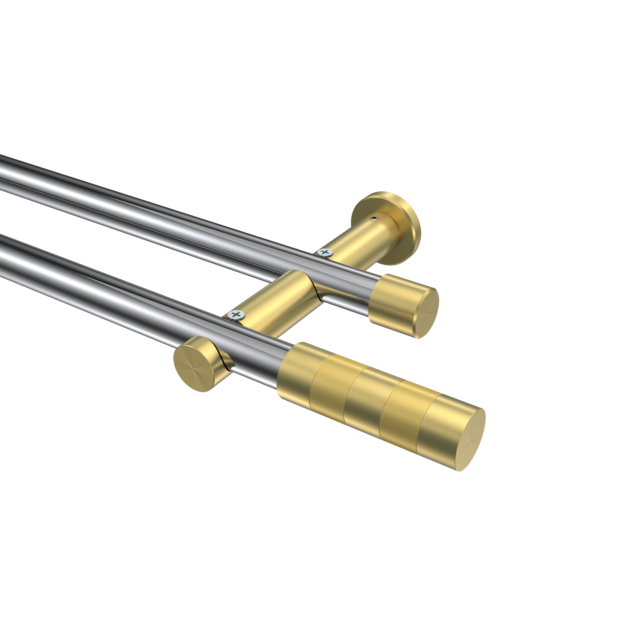 Gardinenstange Chrom / Messing-Optik, zweiläufig Metall 20 mm Ø Platon Mavell