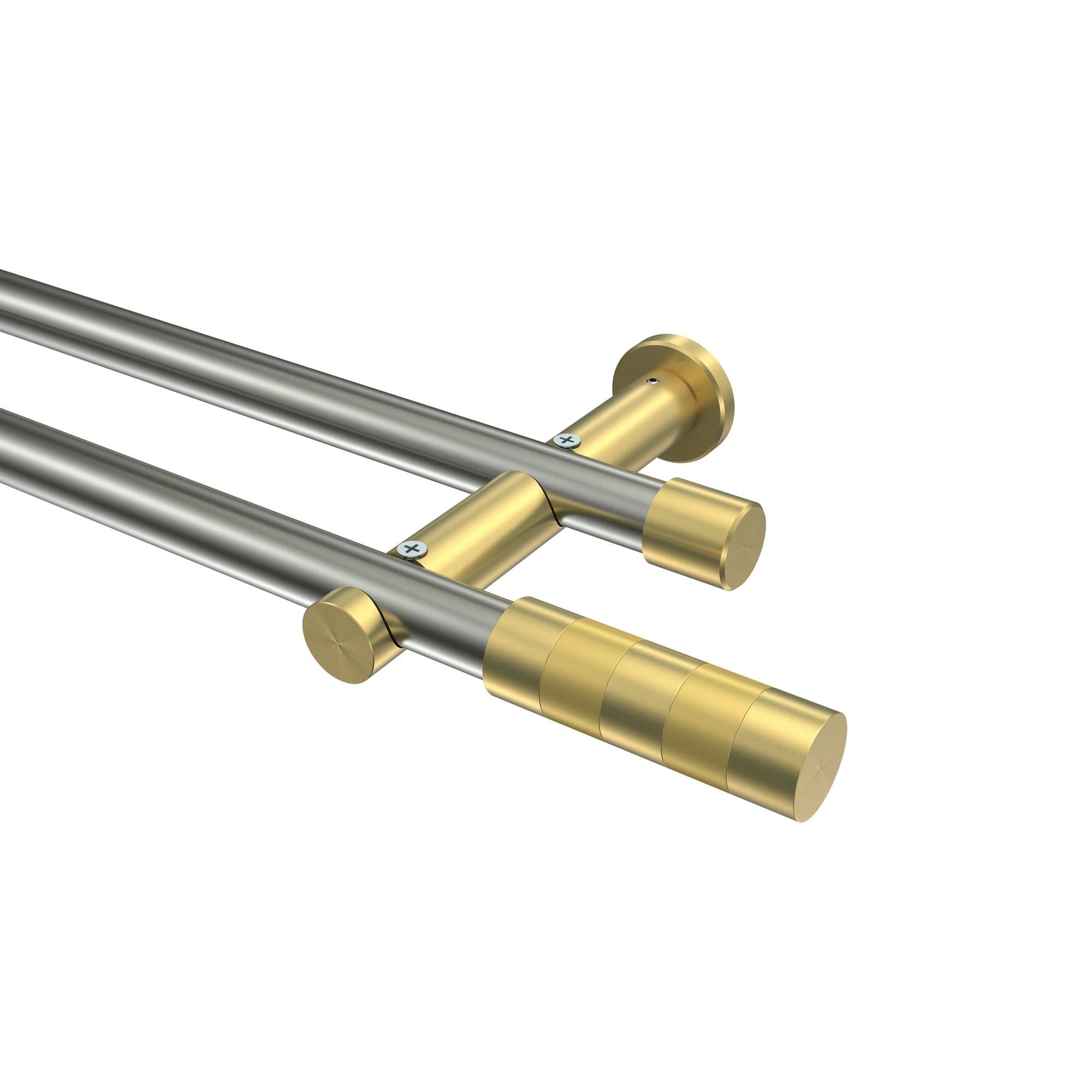 Gardinenstangen Edelstahl-Optik / Messing-Optik 20 mm Ø Platon Mavell, doppelläufig