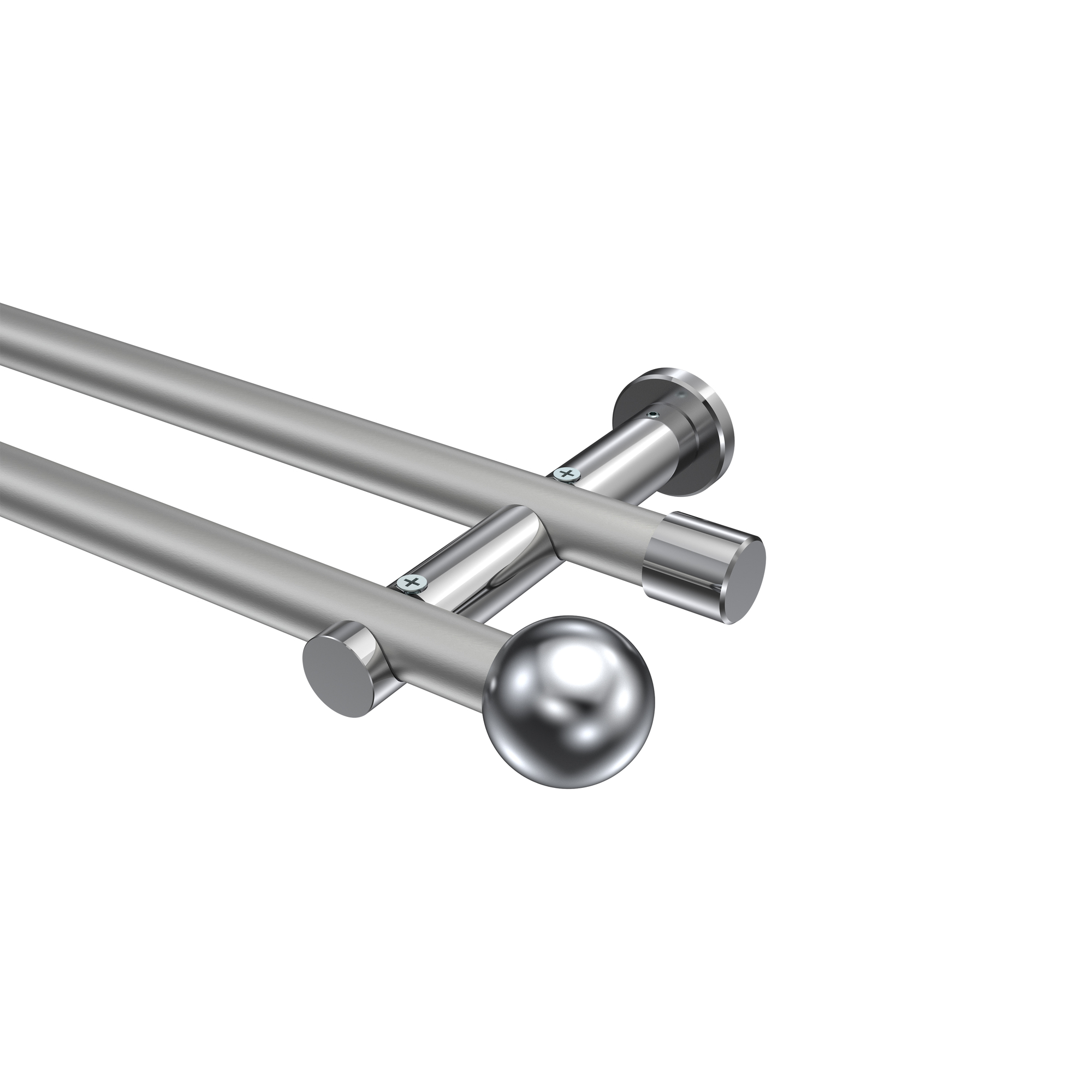 Gardinenstange Silbergrau / Chrom, 2-läufig Metall 20 mm Ø Platon Luino