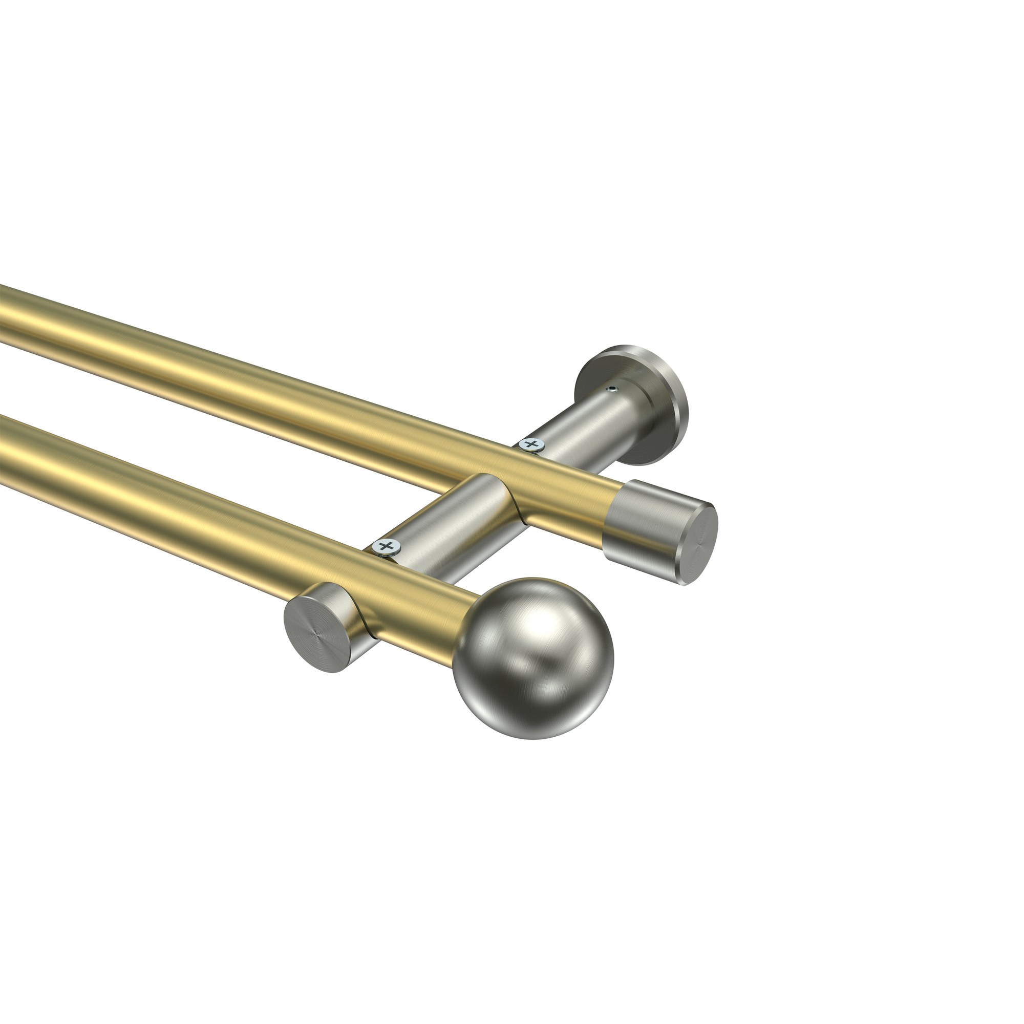 Gardinenstangen Messing-Optik / Edelstahl-Optik 20 mm Ø Platon Luino, 2-läufig