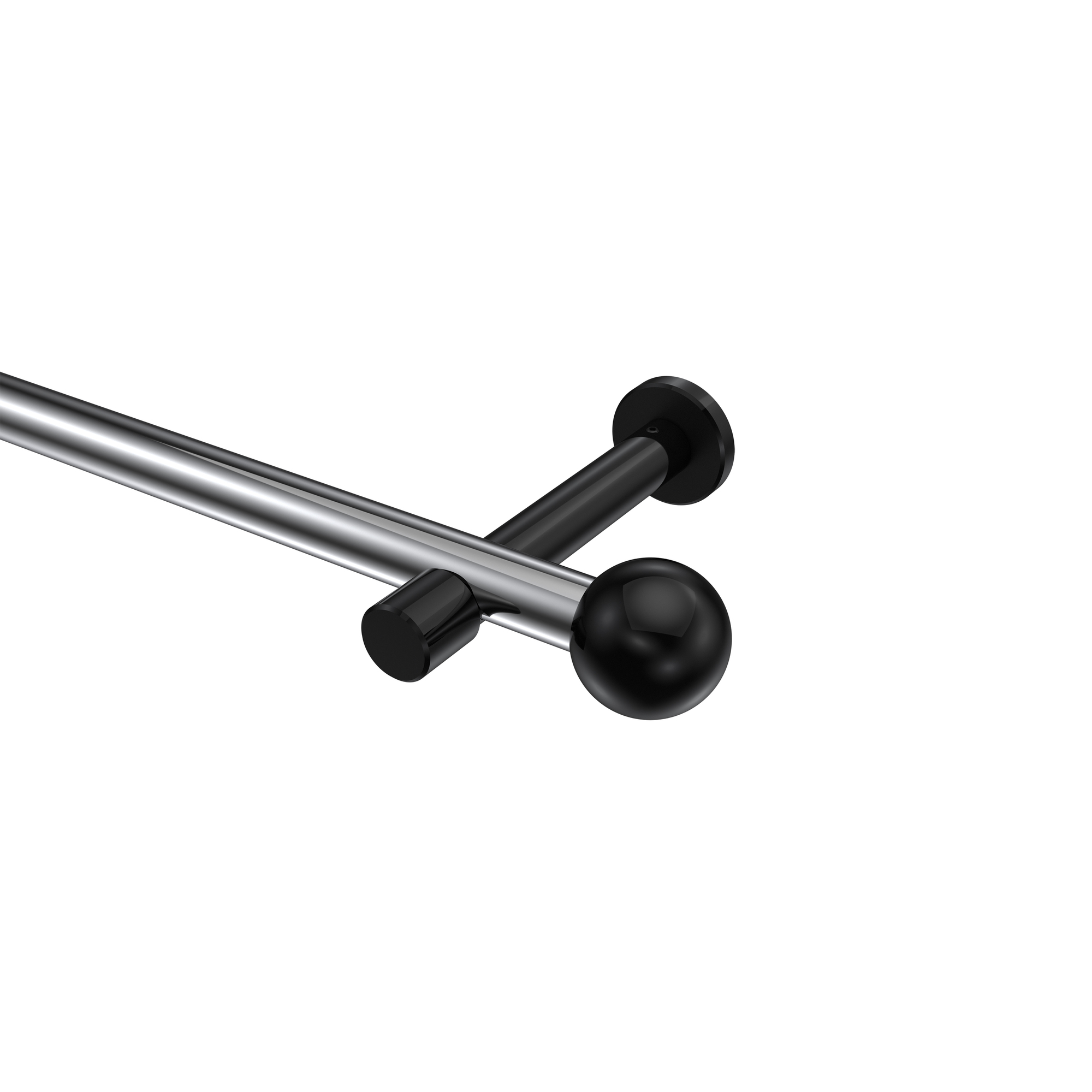 Gardinenstange Chrom / Schwarz, Metall 20 mm Ø Prestige Luino