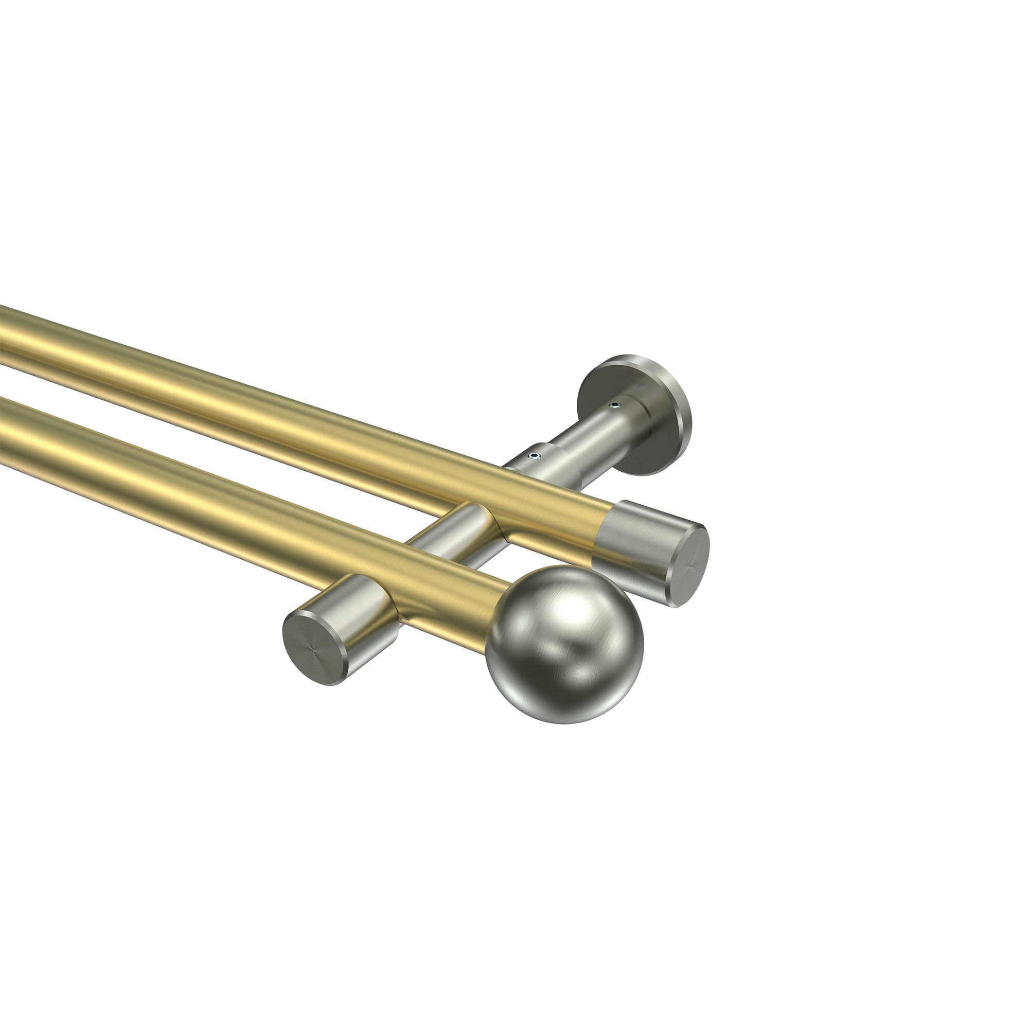 Gardinenstangen Messing-Optik / Edelstahl-Optik 20 mm Ø Prestige Luino, 2-läufig