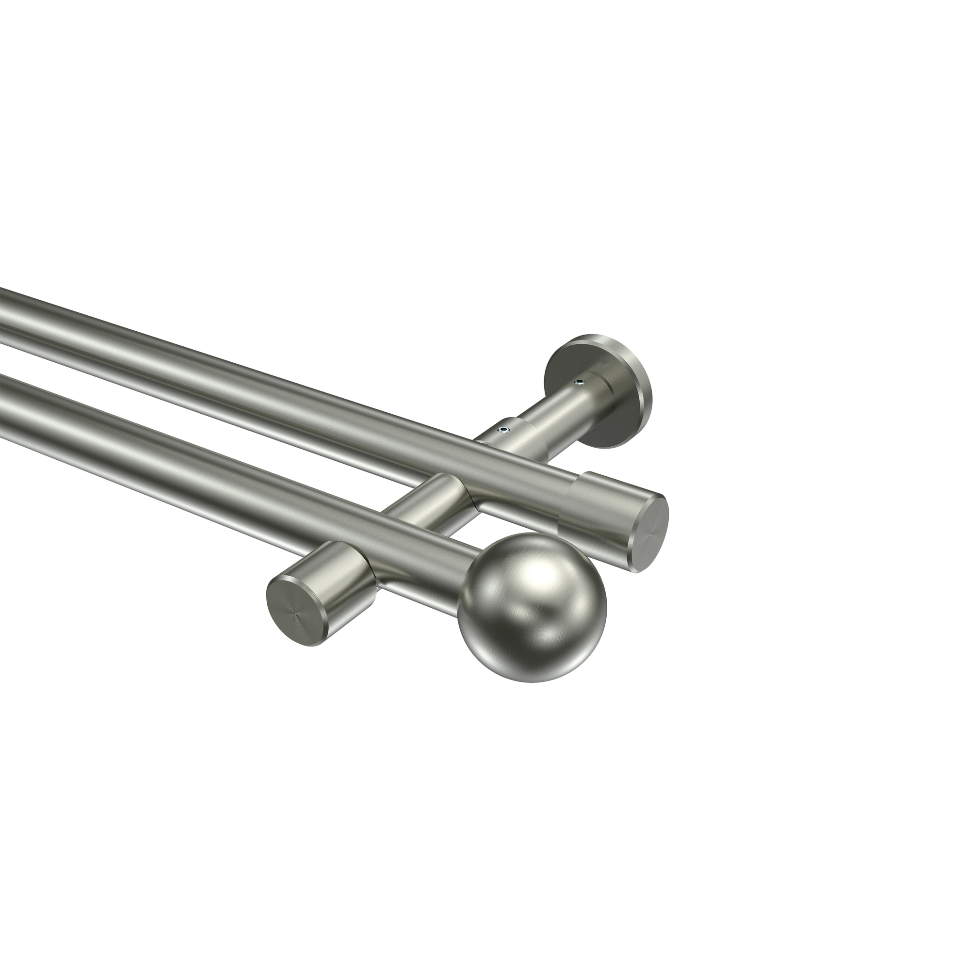 Gardinenstange Edelstahl-Optik 20 mm Ø Prestige Luino, 2-läufig