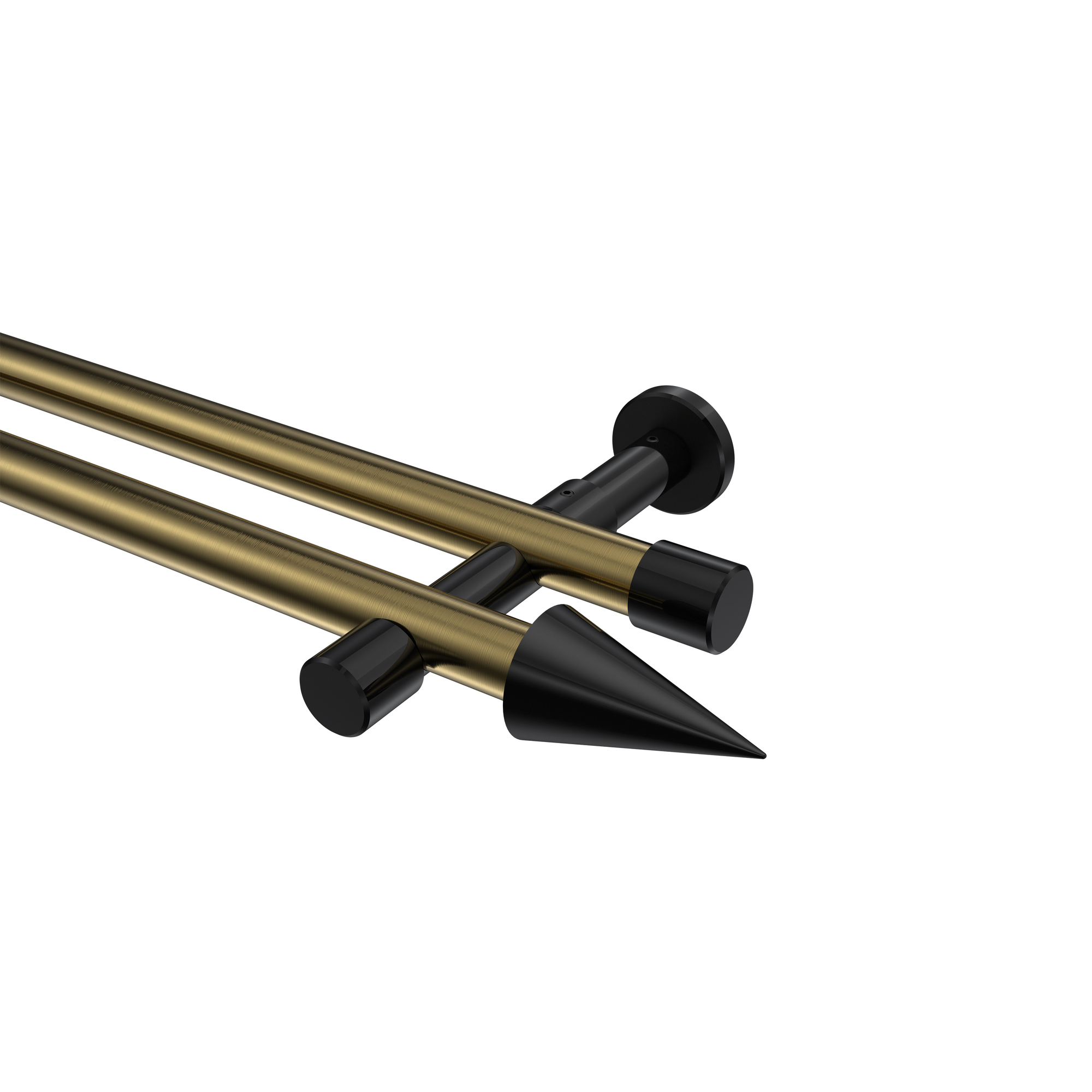 Gardinenstange Messing Antik / Schwarz, doppelläufig Metall 20 mm Ø Prestige Savio