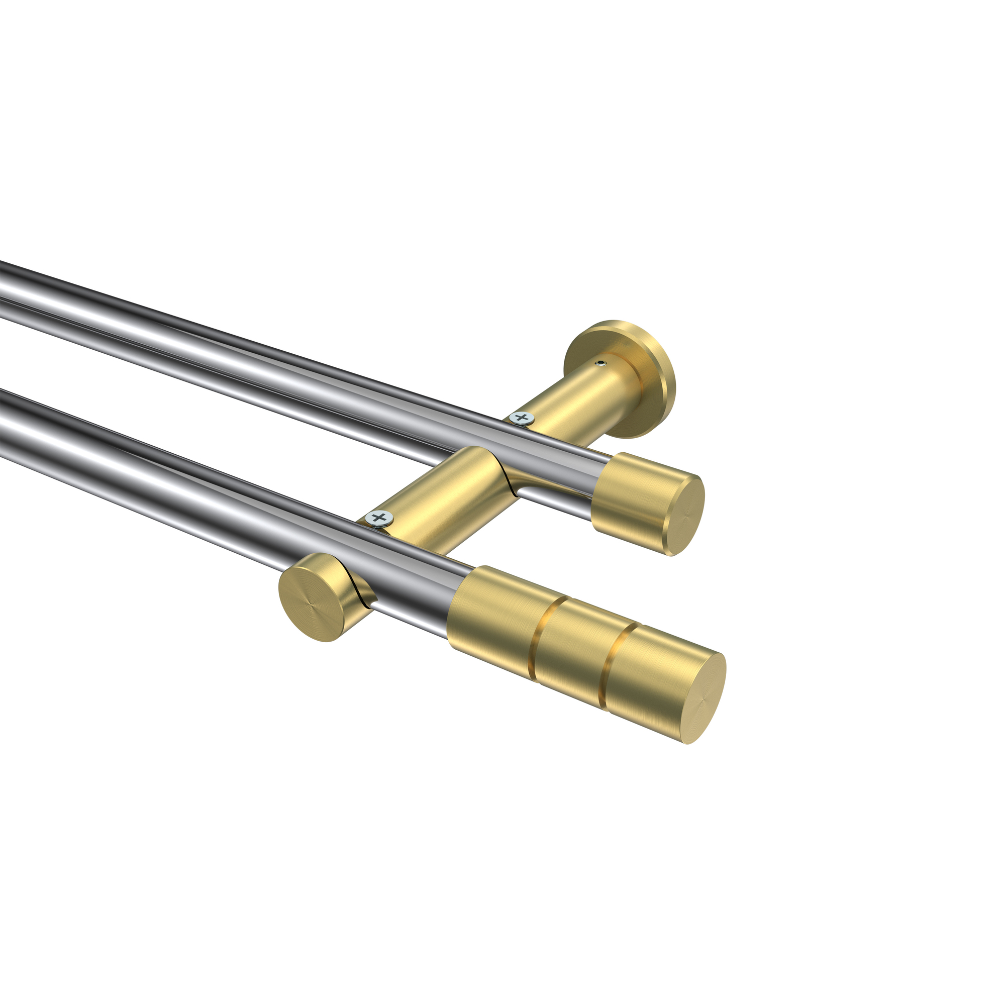 Gardinenstange Chrom / Messing-Optik, zweiläufig Metall 20 mm Ø Platon Elanto