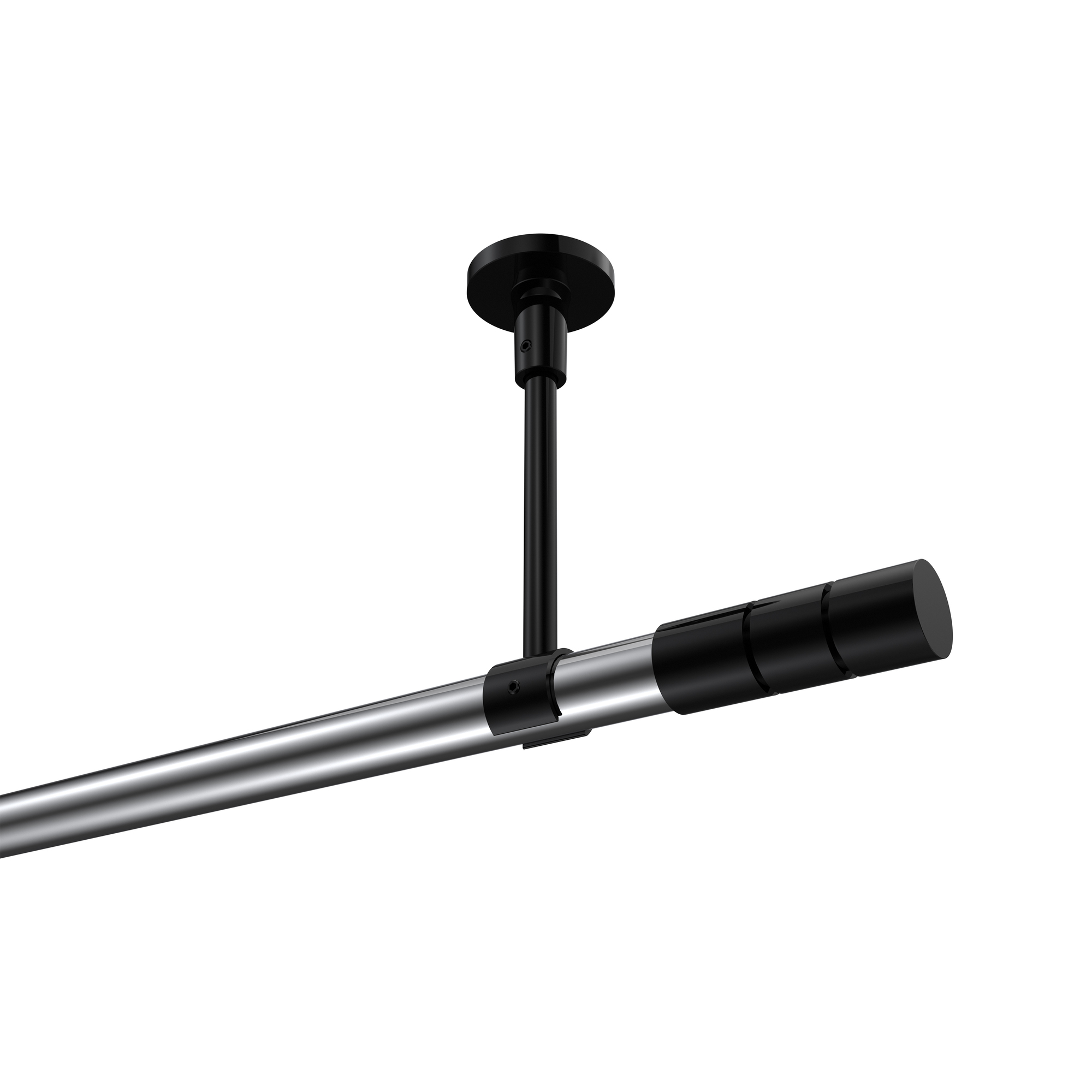 Gardinenstange (Deckenbefestigung) Chrom / Schwarz, Metall 20 mm Ø Sonette Elanto