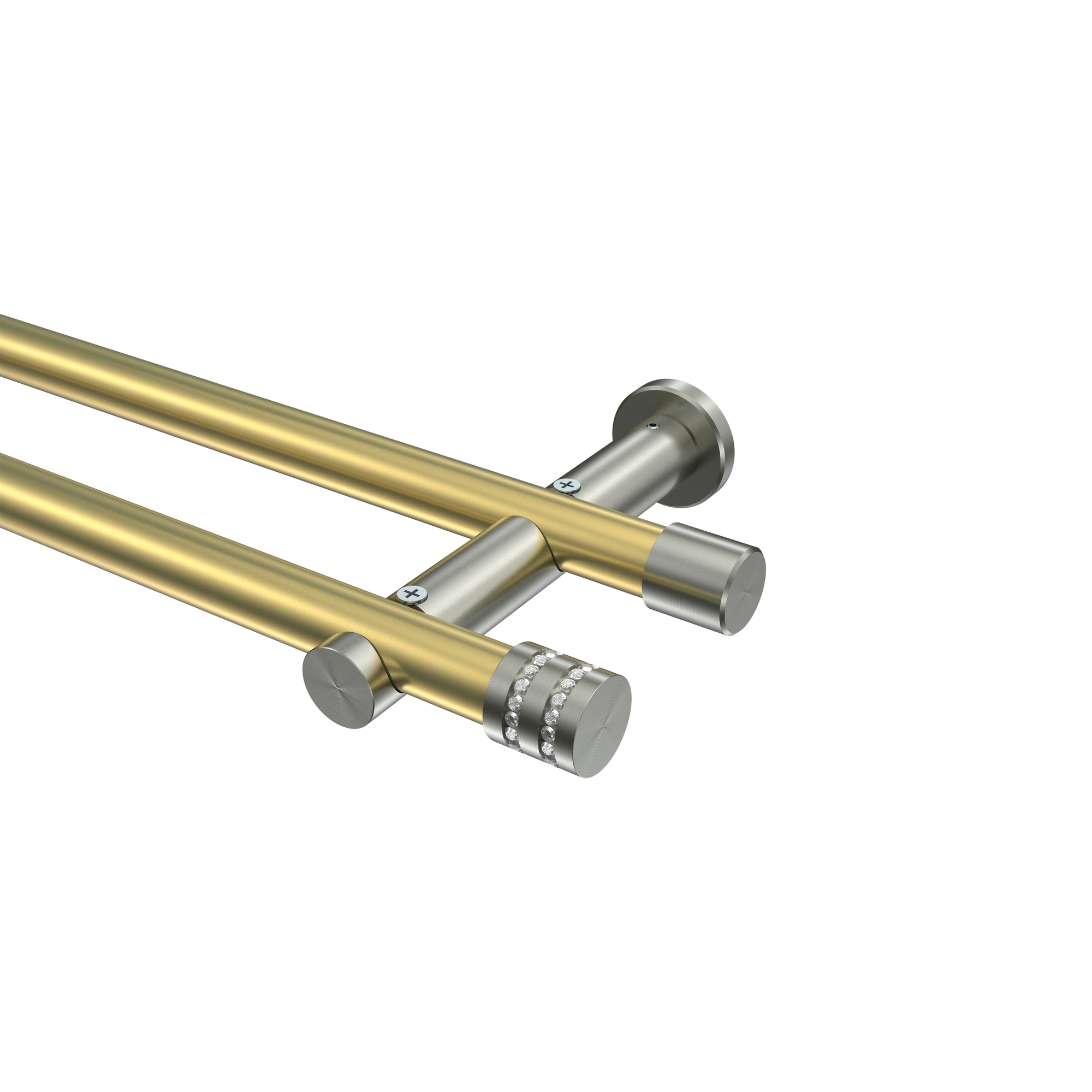 Gardinenstangen Messing-Optik / Edelstahl-Optik 20 mm Ø Platon Estana, 2-läufig