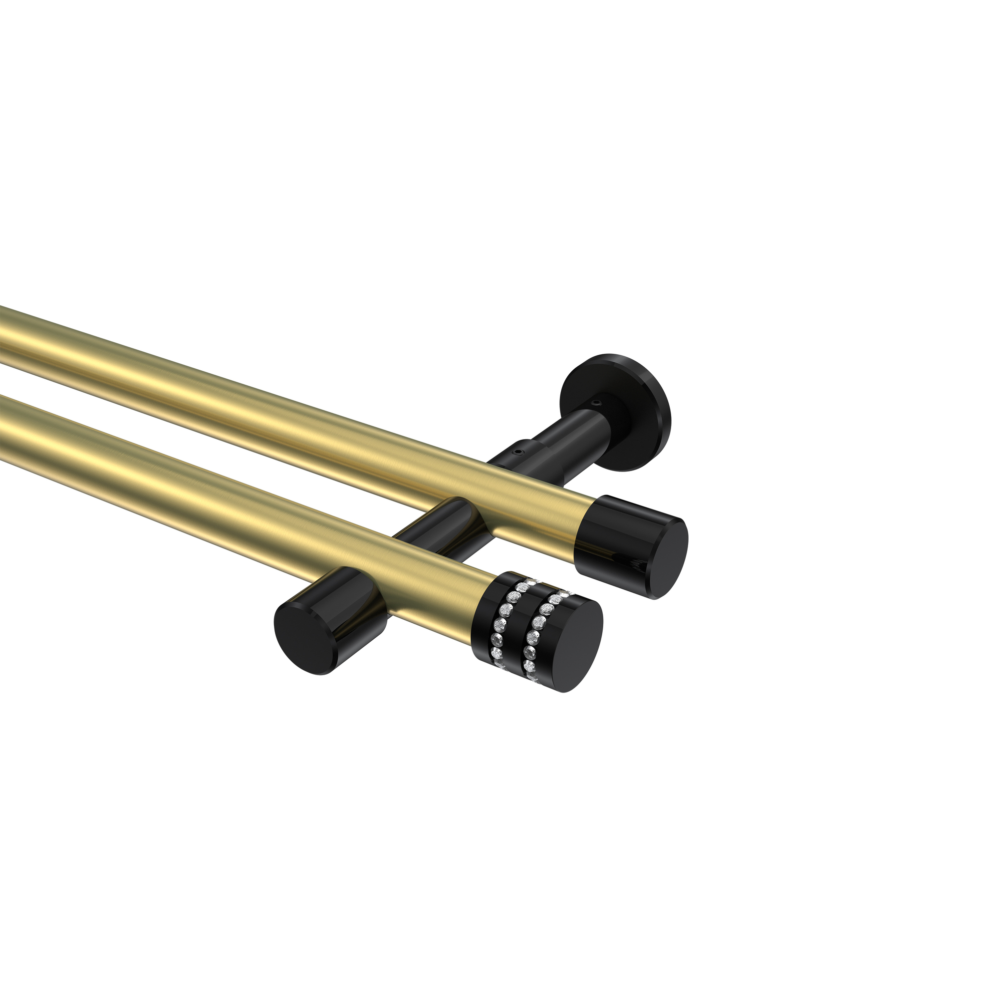 Vorhangstange Messing-Optik / Schwarz, 2-läufig Metall 20 mm Ø Prestige Estana