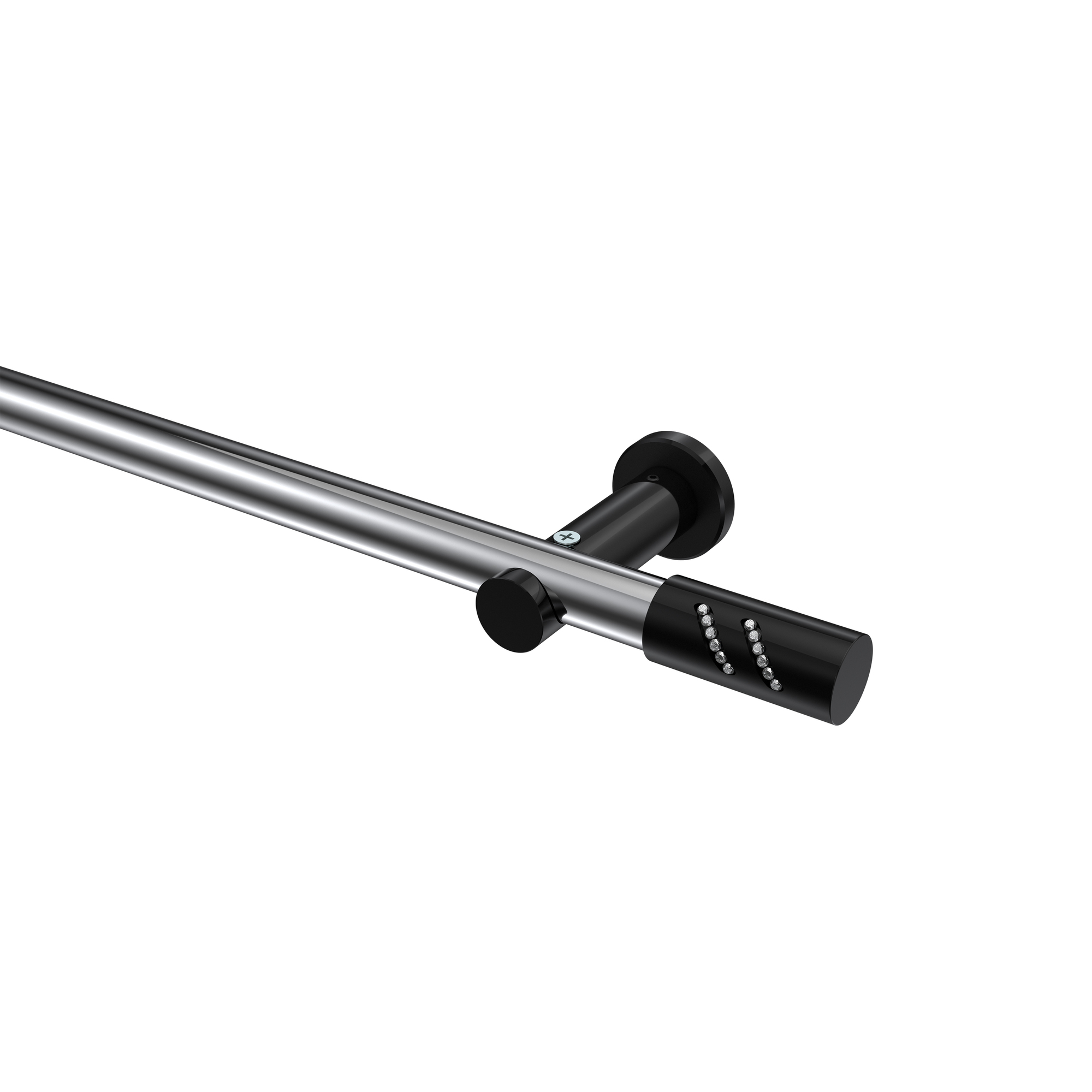 Gardinenstange Chrom / Schwarz, Metall 20 mm Ø Platon Zoena