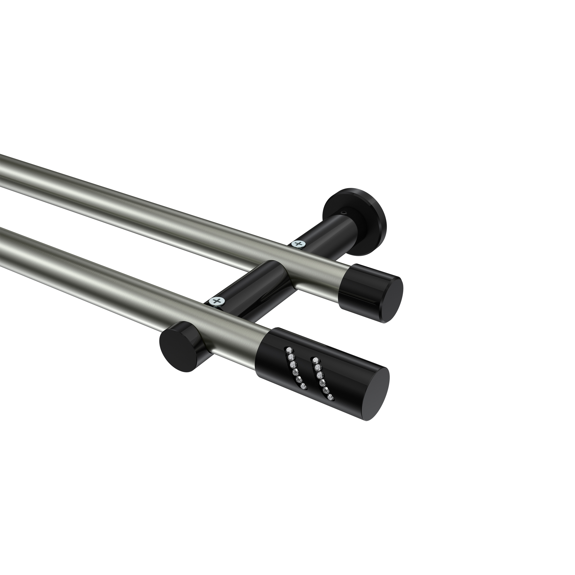 Stilgarnitur Edelstahl-Optik / Schwarz, Metall 20 mm Ø Platon Zoena, doppelläufig