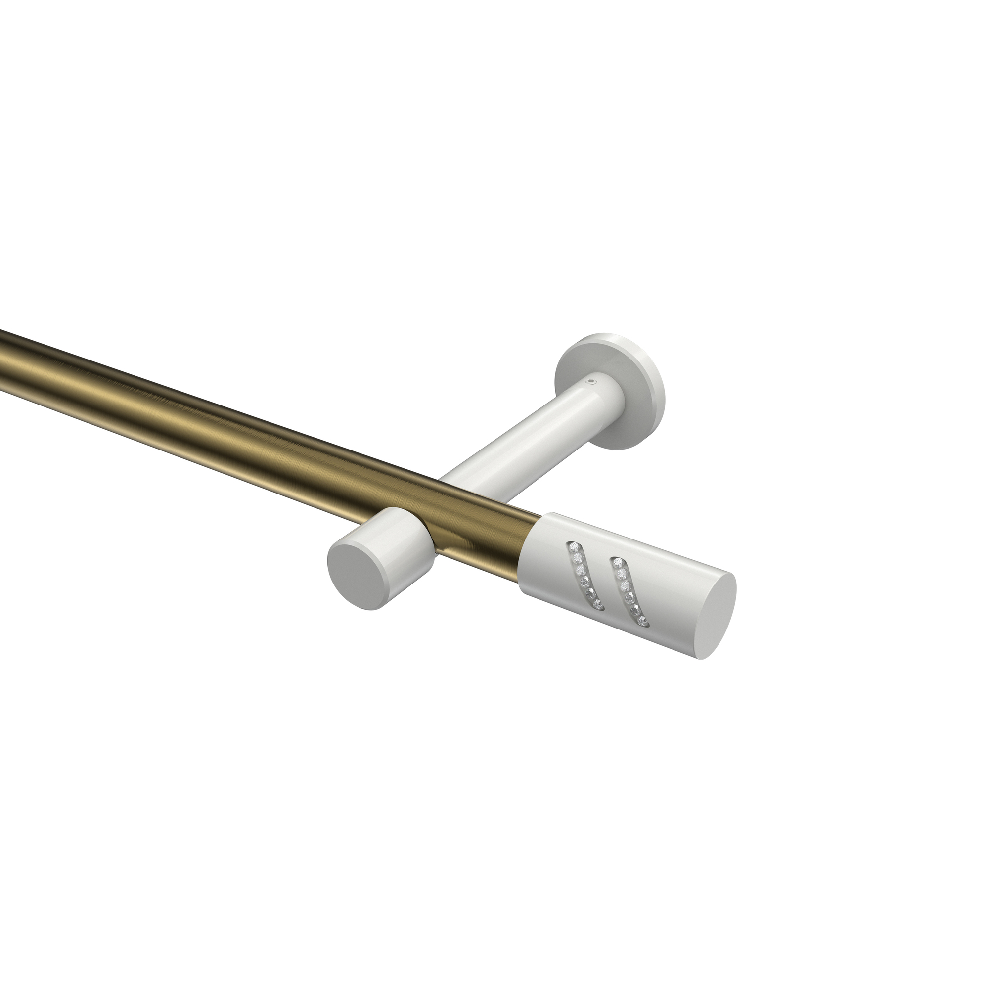 Vorhangstange Messing Antik / Weiß, Metall 20 mm Ø Prestige Zoena